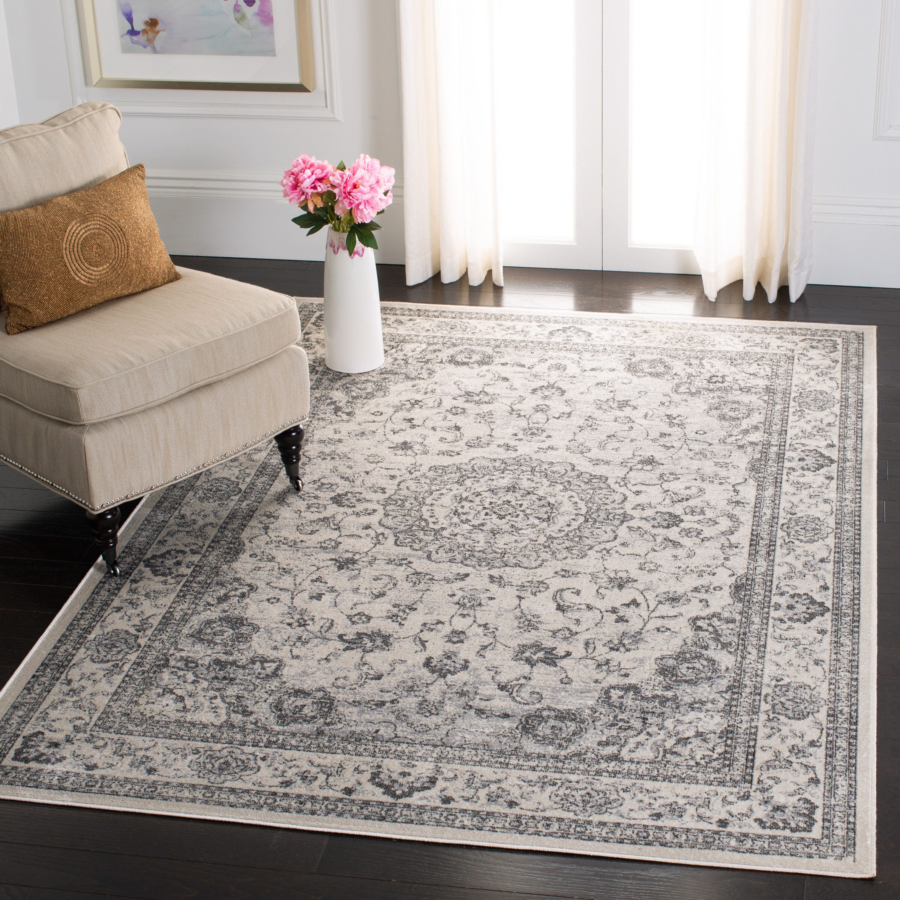 Atlas 960A Ivory Beige 5ft-3in x 7ft-7in Medium Rectangle Rug