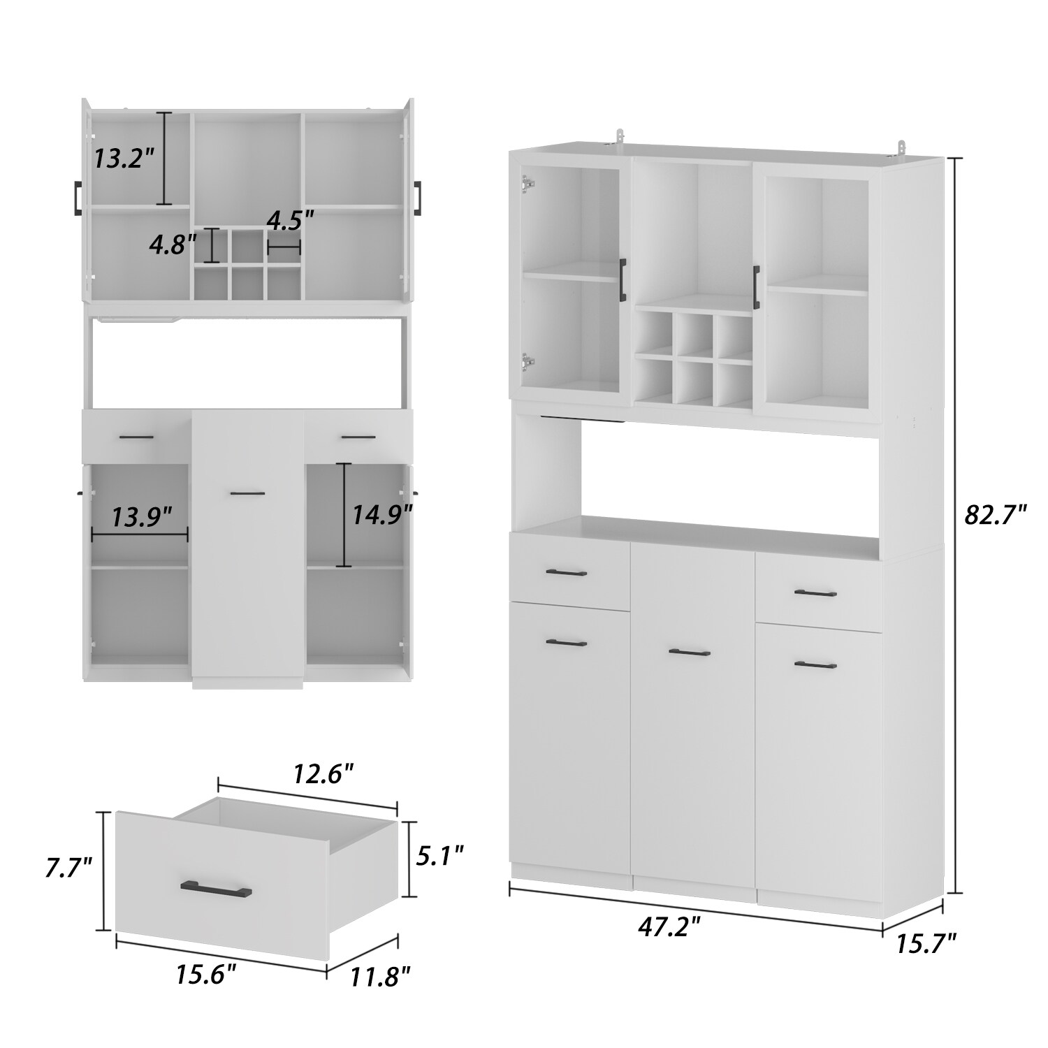 Inval Kitchen Storage Cabinet - Laricina White