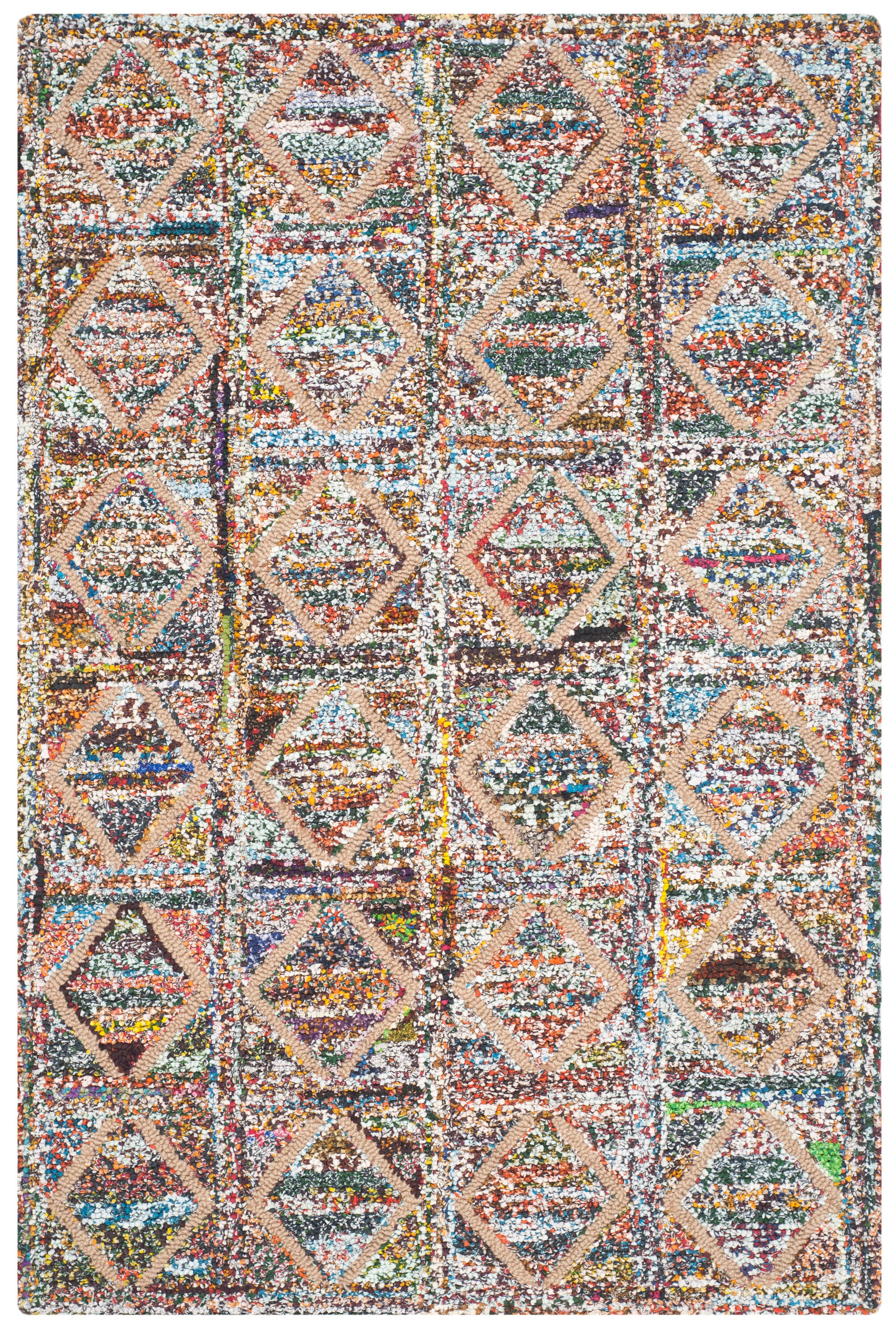 Handmade Multi-Color Wool and Cotton Tufted Rectangular Rug