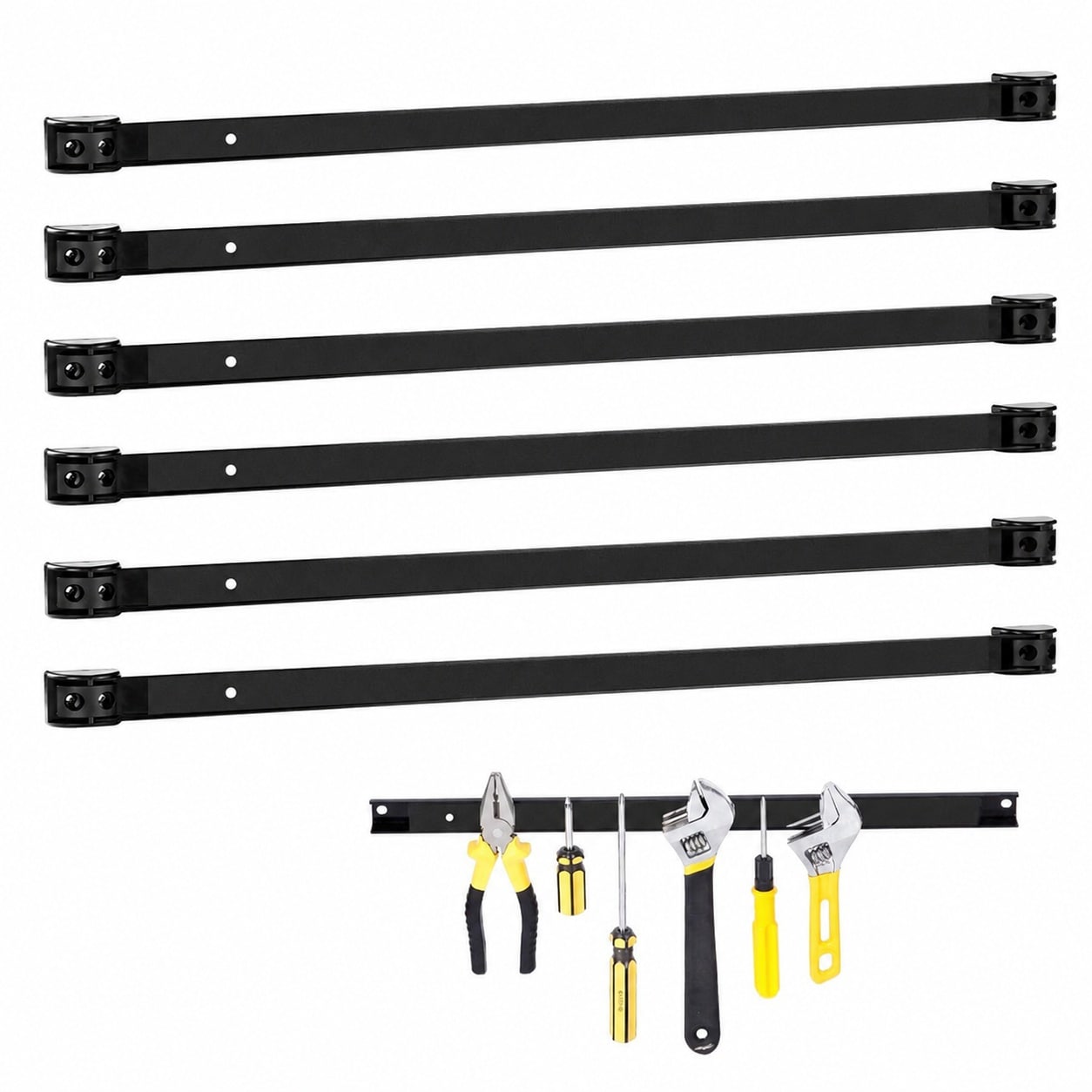 Ahfiwaso  6 pcs 24 inch Magnetic Tool Holder Strip Set Metal Organizer Rack for Garage Workshop Kitchen Easy Install Mounting Screws Included