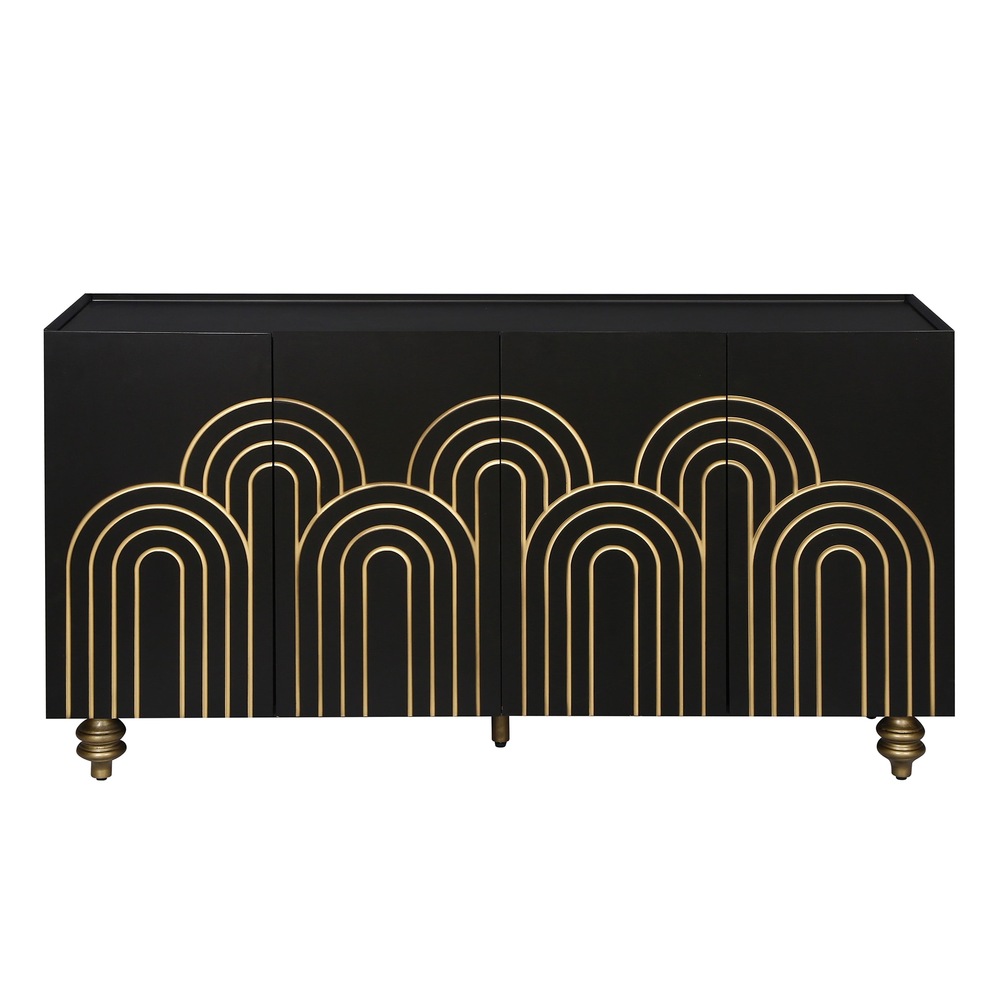 SINOFURN SYA020317BK Contemporary/Modern Black MDF Sideboard
