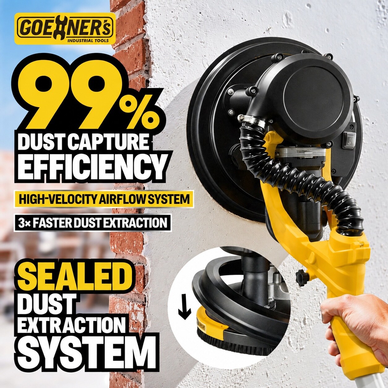 Mikiotto Electric Drywall Sander 950W 8 5A with Vacuum Dust Collector 9 ...