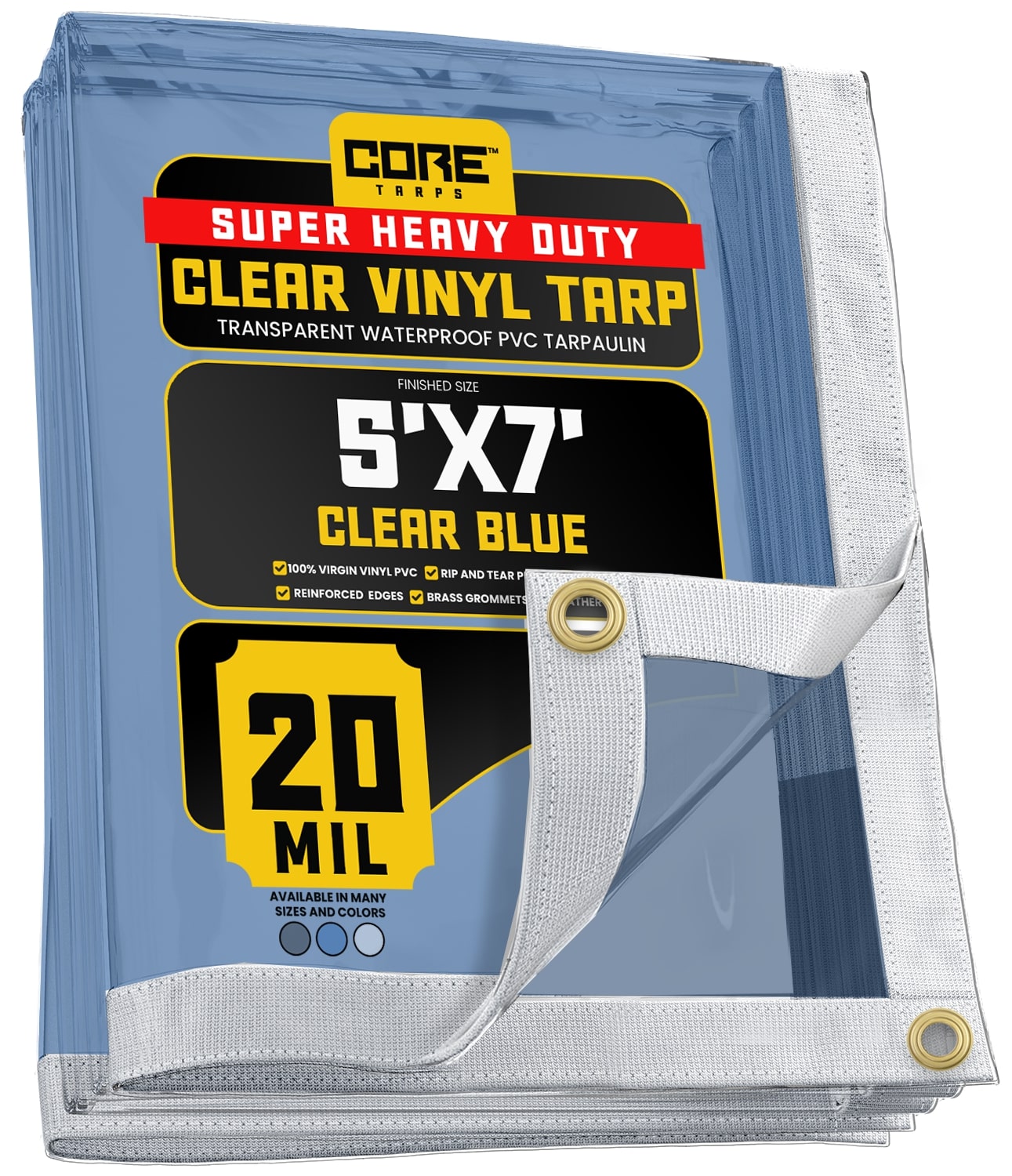 Core Tarps CT-103-5X7 5-ft x 7-ft Blue Commercial Vinyl 20-Mils Tarp