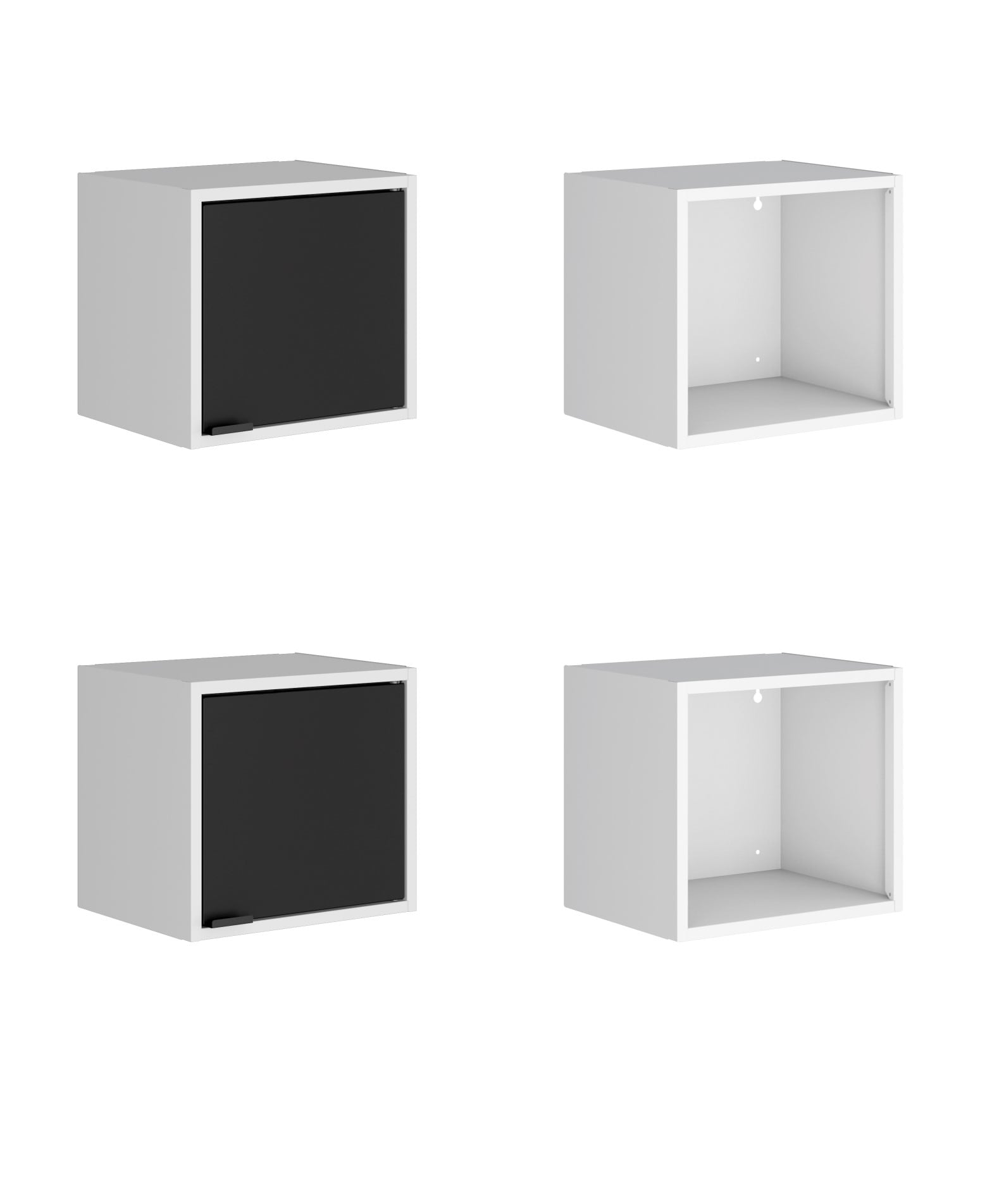 Manhattan Comfort 4-12GMC2 13.77-in L x 11.22-in D x 12.59-in H White and Black Steel Rectangular Wall cabinet 4 Decorative Shelves