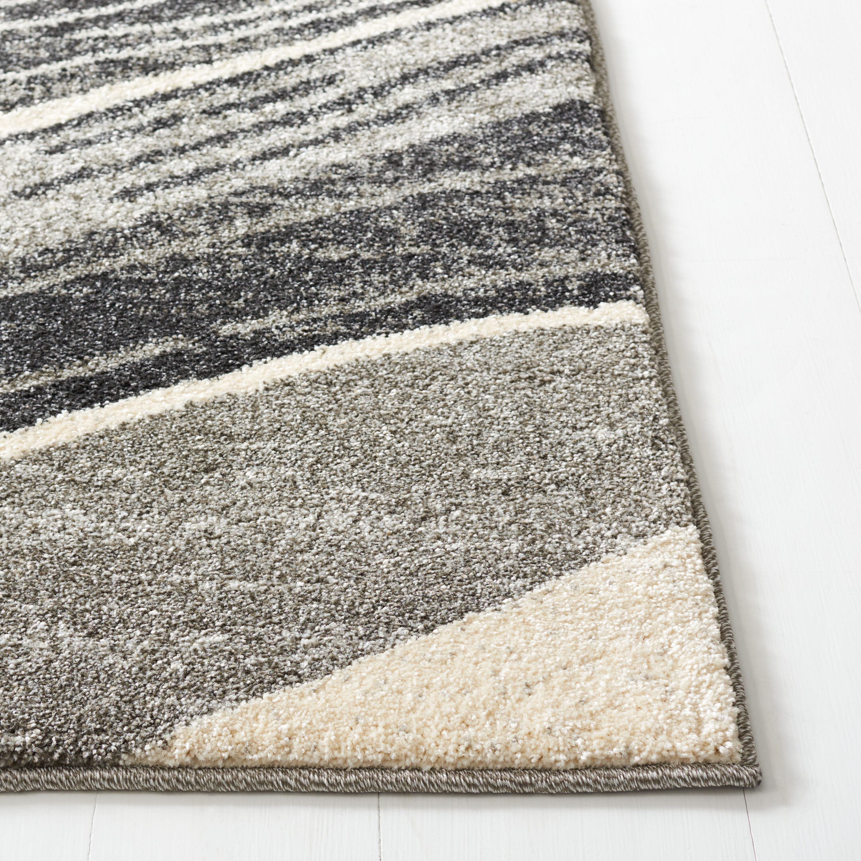 Mid-Century Modern Abstract Gray Shag Area Rug 27in