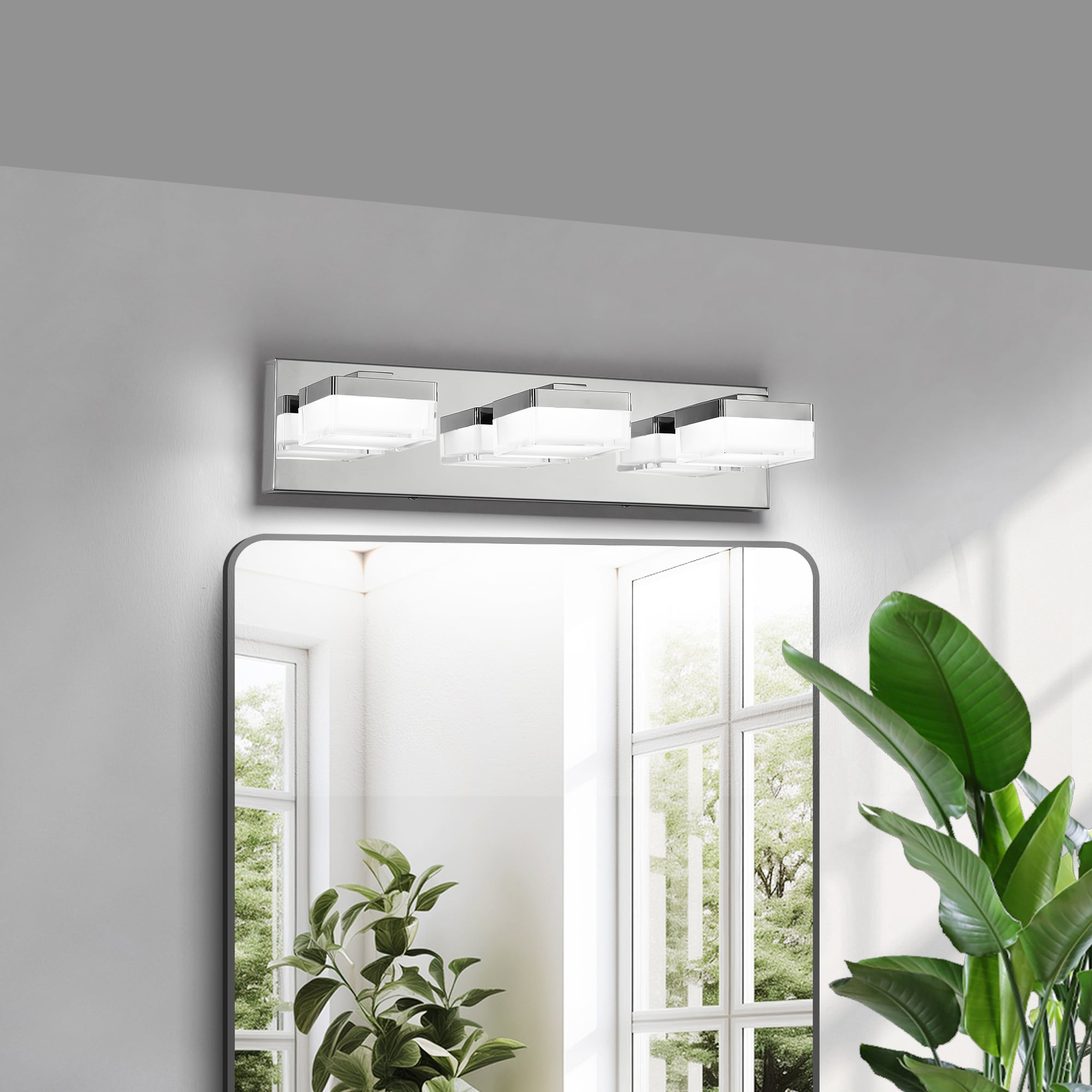 YERIVA MI 18.1-in 3 Light Chrome Integrated LED Modern/contemporary Bathroom Vanity light bar