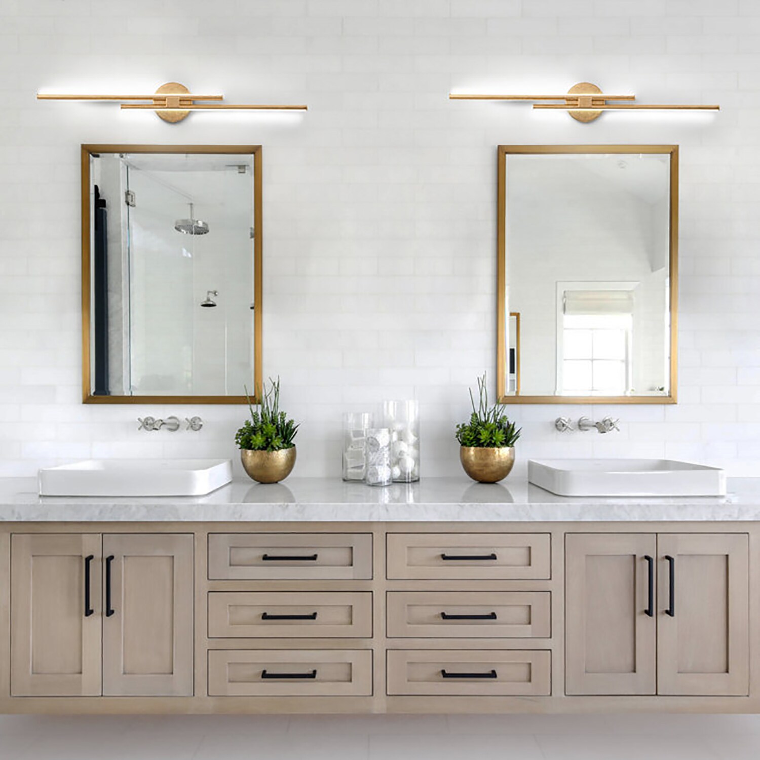 EDISLIVE 31.5-in 2-Light Gold Foil LED Modern/Contemporary Vanity Light ...