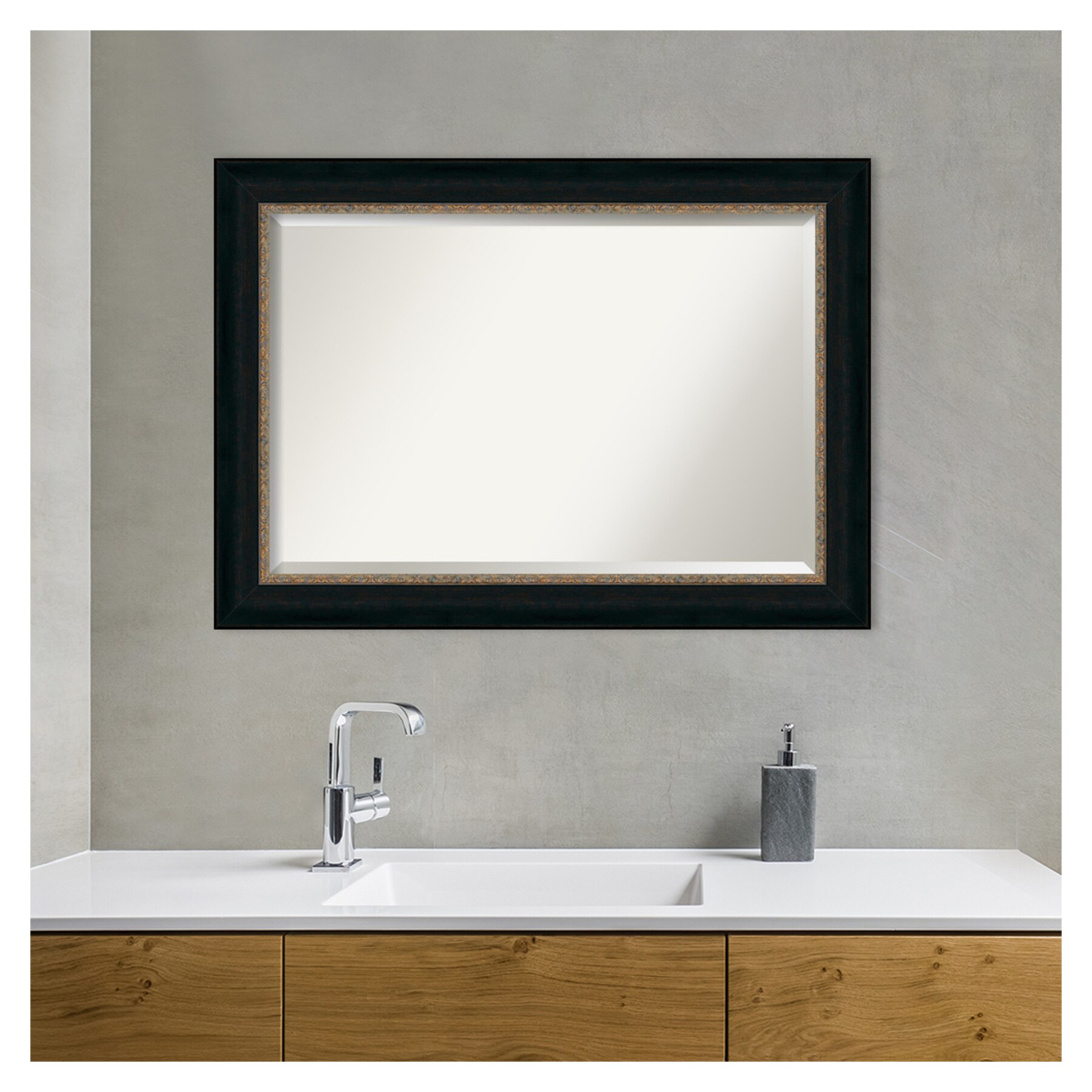 Impact Bronze 42"x30" Rectangular Wall Mirror with Gold Highlights