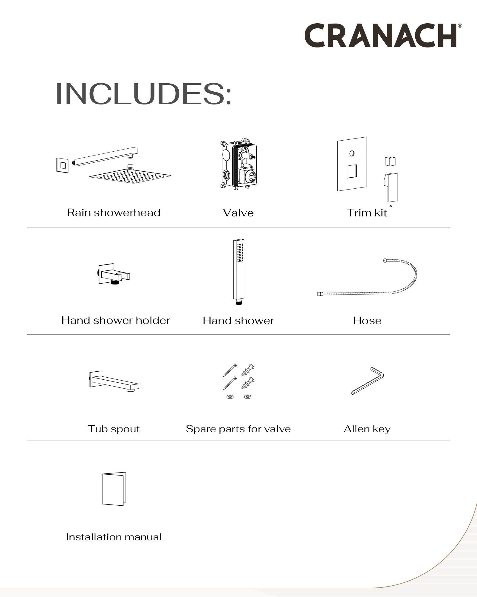 CRANACH C03.CR03.MB Showerhead-Bar-Panels - View #7