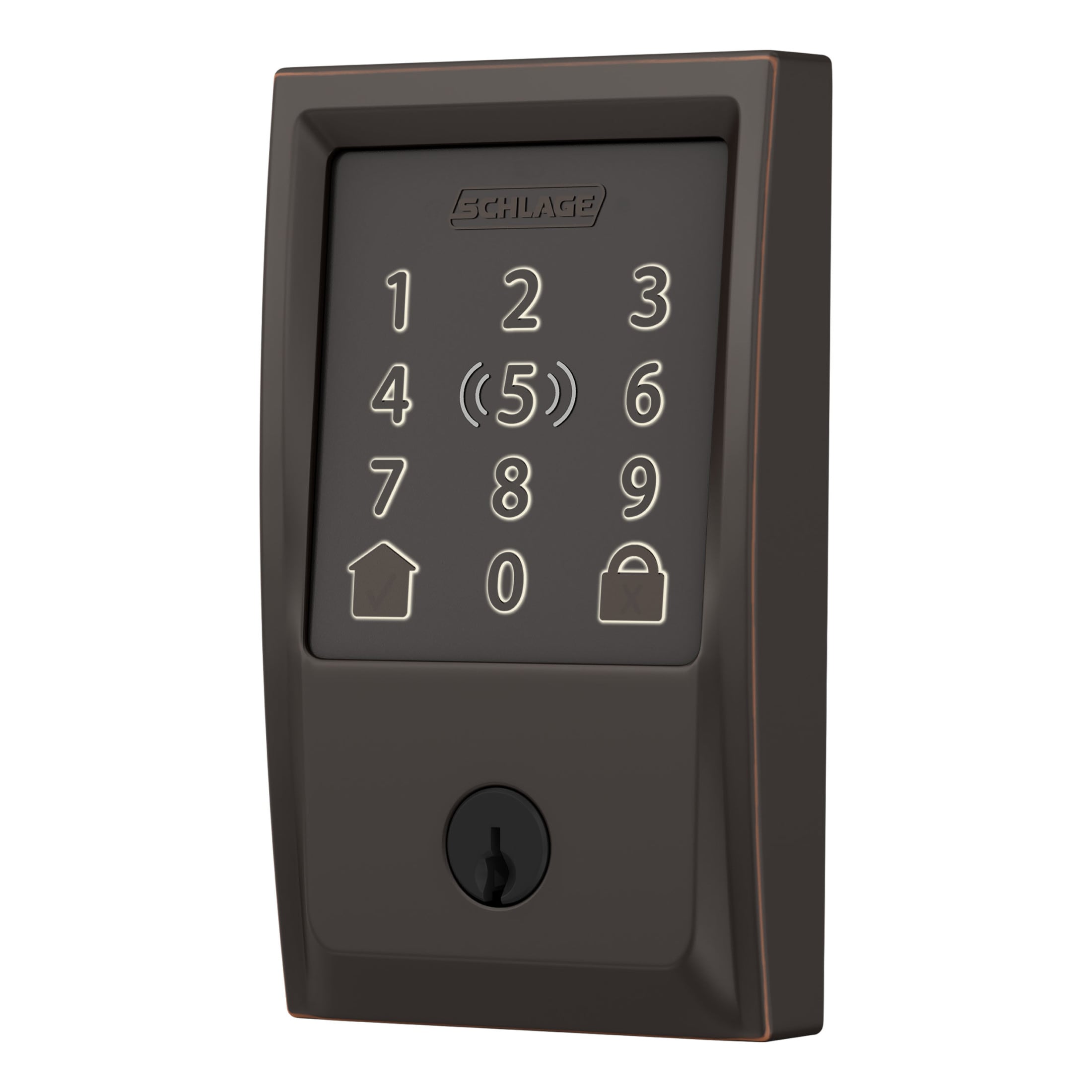 Schlage Encode Century Satin Brass Wifi Bluetooth Electronic Deadbolt  Lighted Keypad Touchscreen Smart Lock