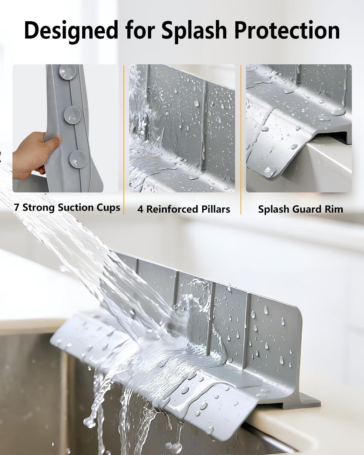 LILILIAN FMY 23 Inch Silicone Sink Splash Guard with Strong Suction ...