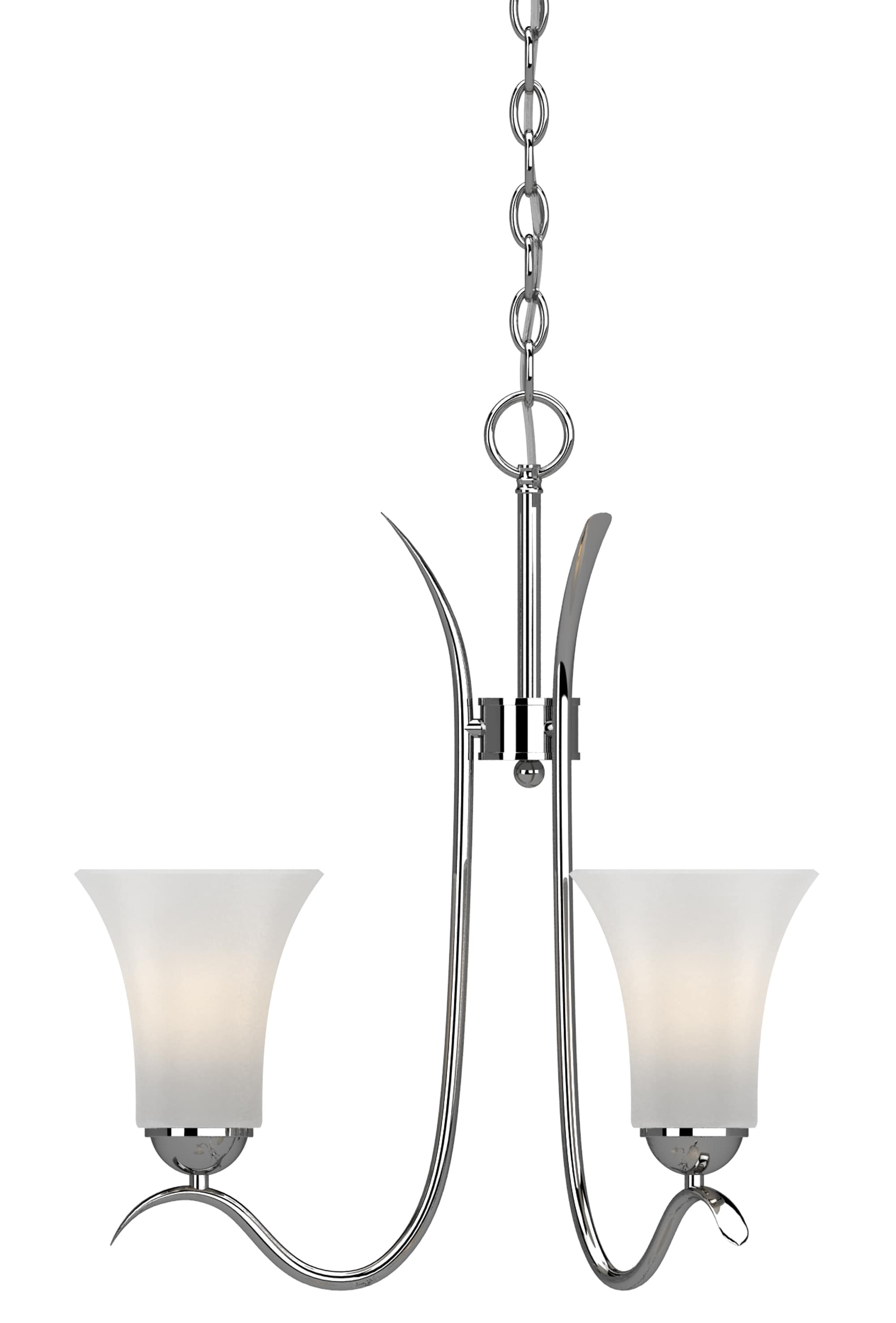 Mini Transitional Polished Nickel 18" Chandelier with Frosted Glass
