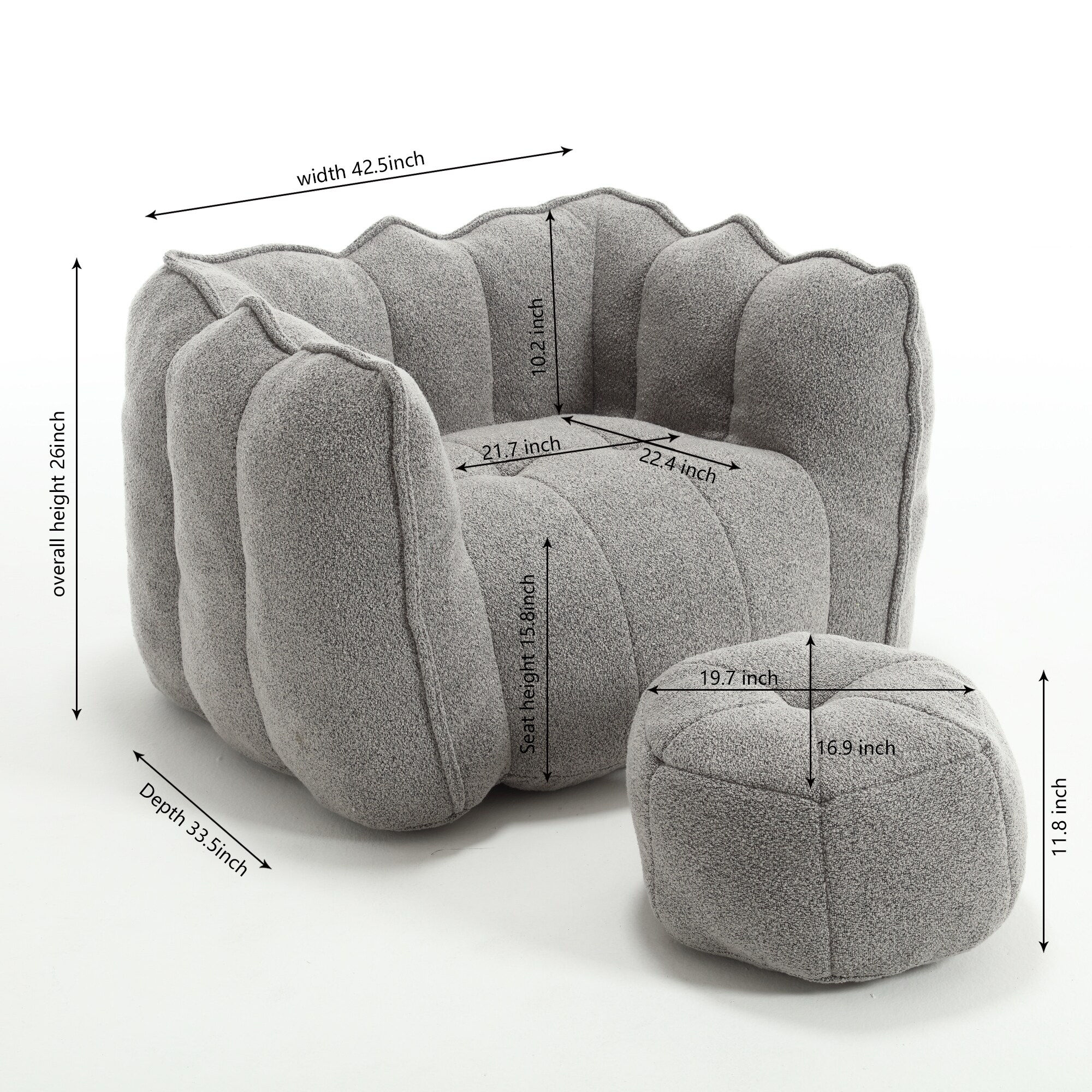 Hrinhom HC-W2002-GRAY Bean-Bag-Chairs - View #9