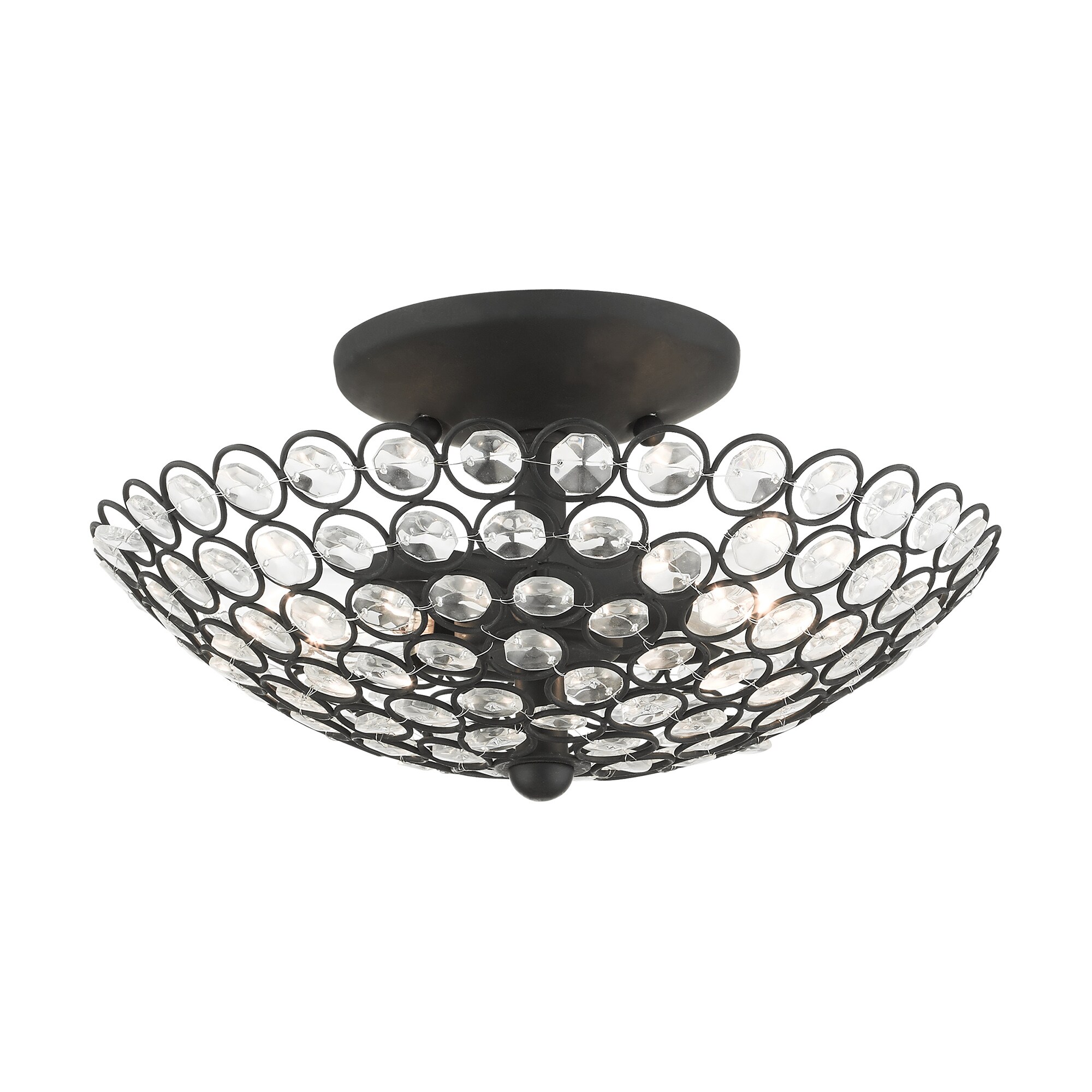Black Crystal 11" Indoor/Outdoor Bowl Semi-Flush Mount