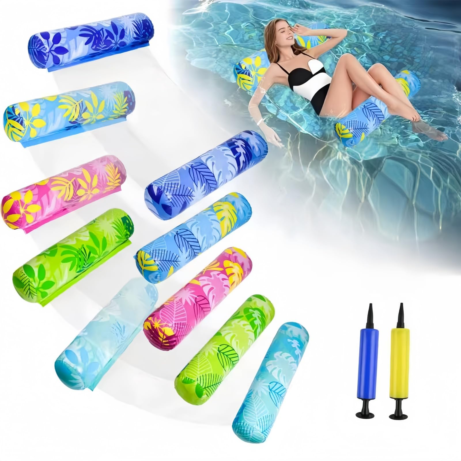 AKSCYZM  Inflatable Pool Floats 5 Pack Water Hammock Chair Set for Adults with Pump and Repair Patches Reusable PVC Floaties for Pool Beach Lake