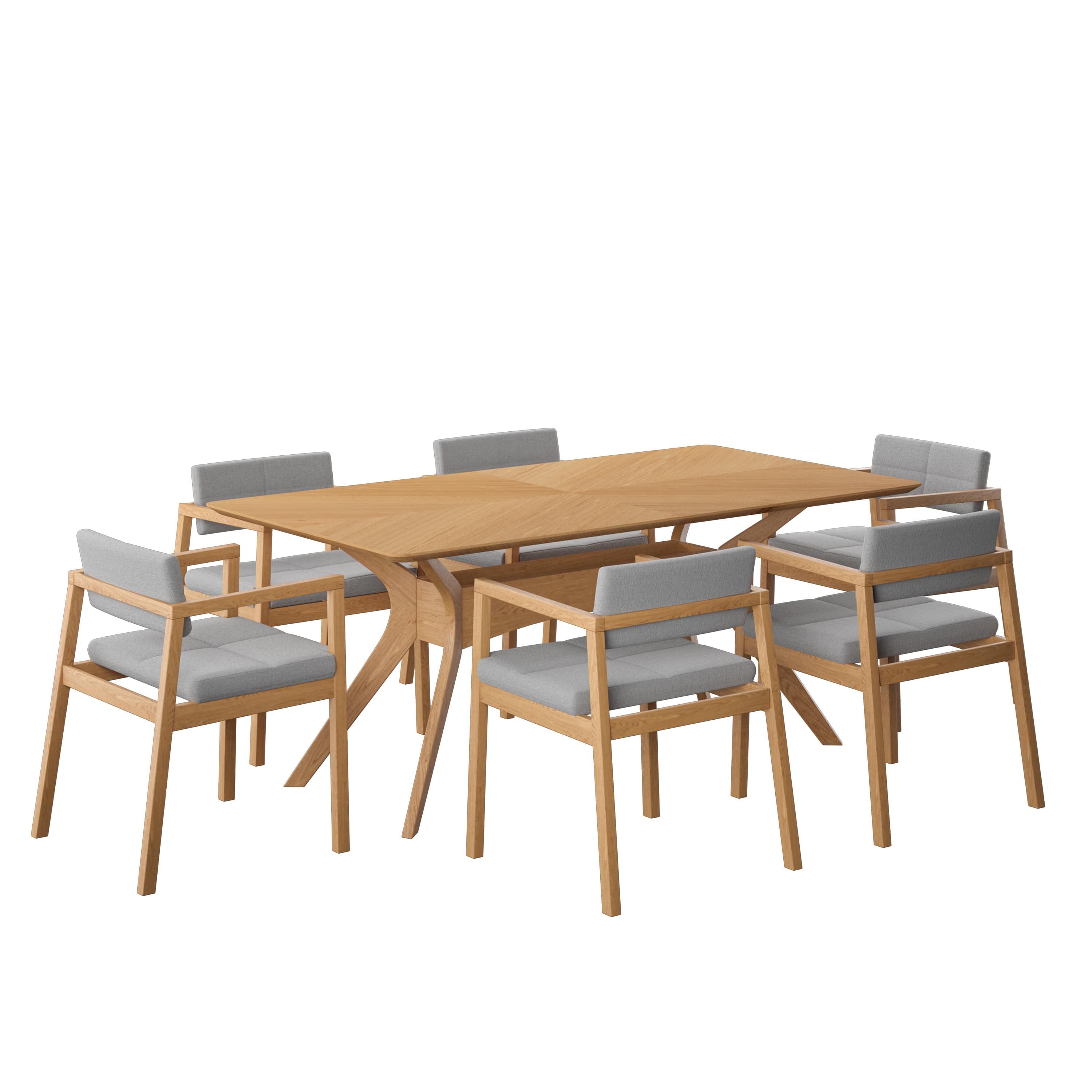 Amazonia DIX-6GIN-RHI-OK Urban Elements Jepara Dining Set for 4 or 6 People Perfect for Family and Friends Modern and Stylish Dining Table with Chairs