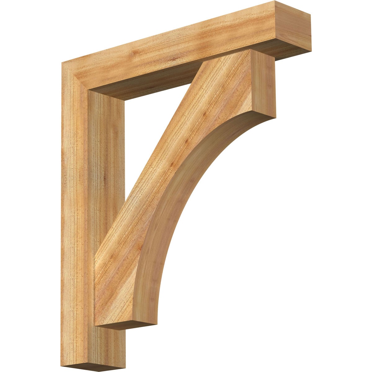Ekena Millwork 1464356 Westlake Block Rough Sawn Bracket with Offset Brace 6-in x 30-in x 34-in Western red cedar Brown Wood Standard bracket
