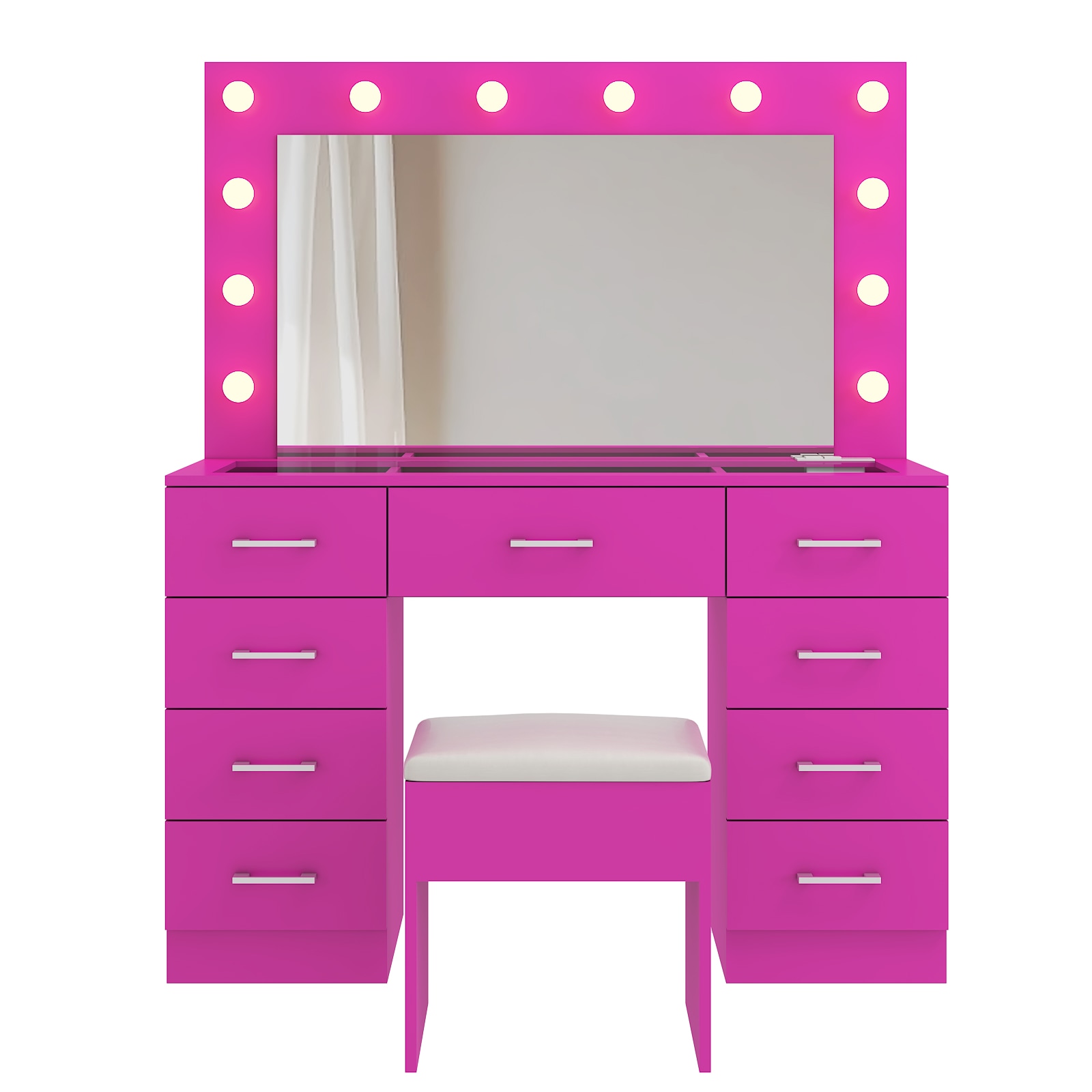 Outopee LO1G52005797 45.28-in Barbie Pink Makeup Vanity