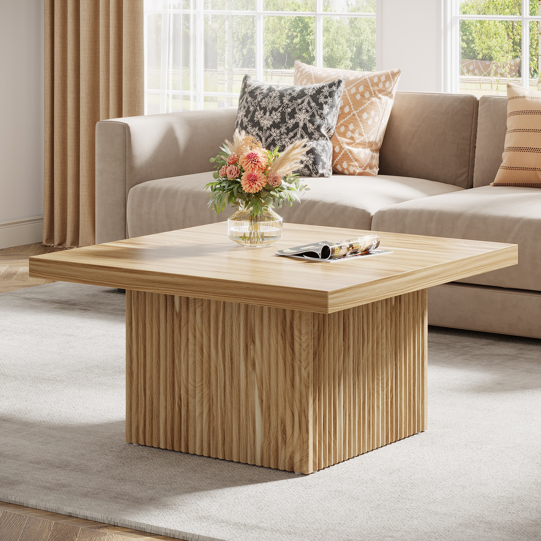 Tribesigns LWFD-XK00766 Coffee table Light Brown MDF Farmhouse Coffee Table