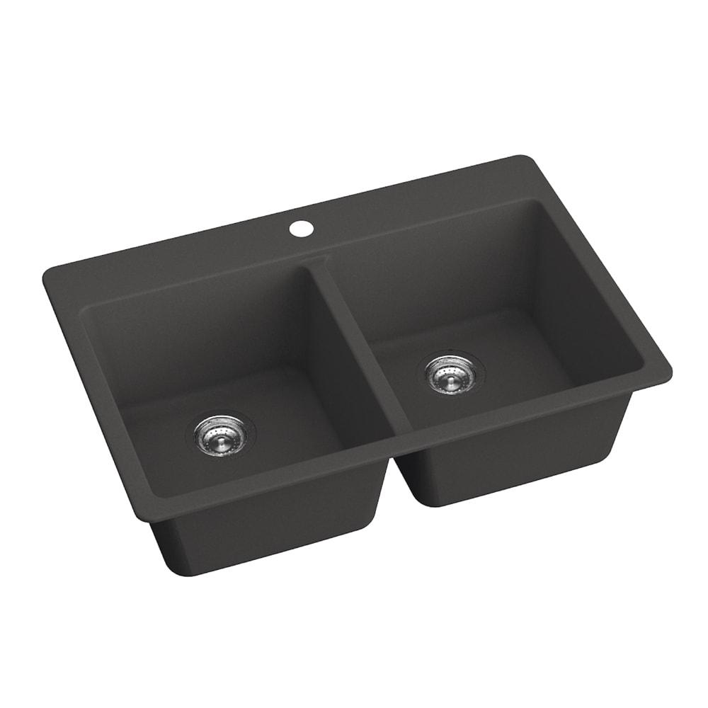 allen + roth Granite Composite Dual-mount 33-in x 22-in Black Metallic ...