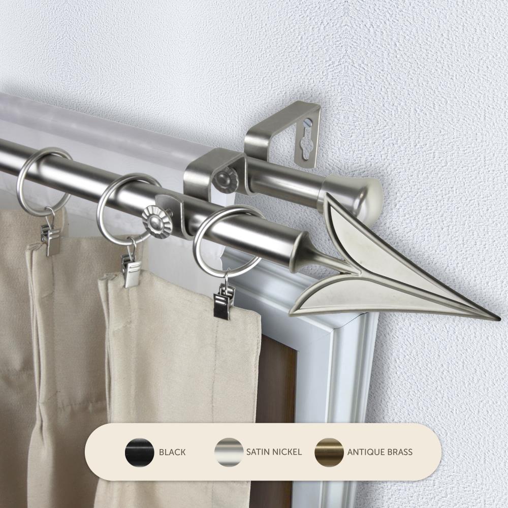 Hart & Harlow L4725-485 13/16-in Allora 48-in to 84-in Satin nickel Steel Double curtain rod with Finials