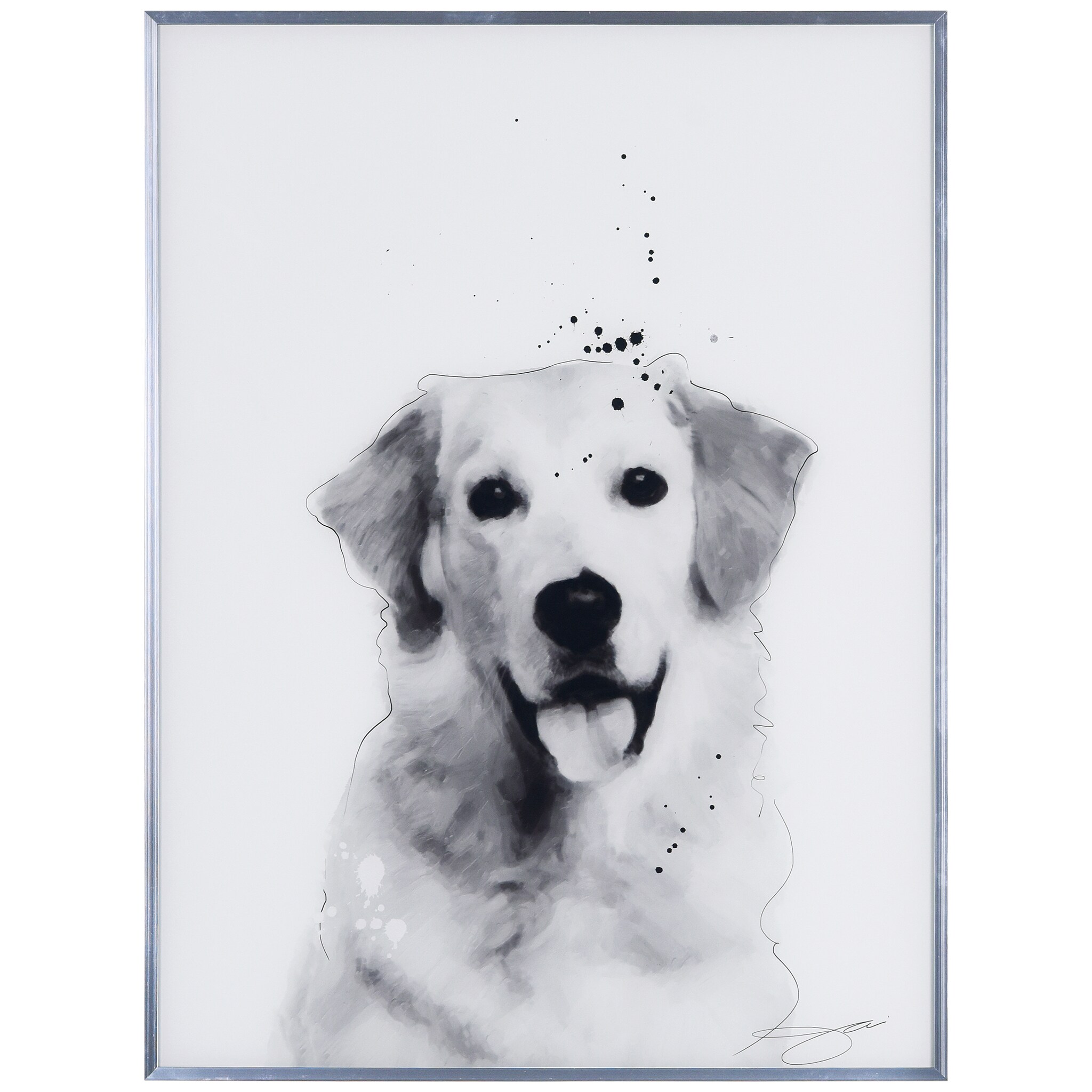 Empire Art Direct Dalmatian Pet Paintings on Printed Glass Encased with A  Black Anodized Frame, 24 x 18 x 1