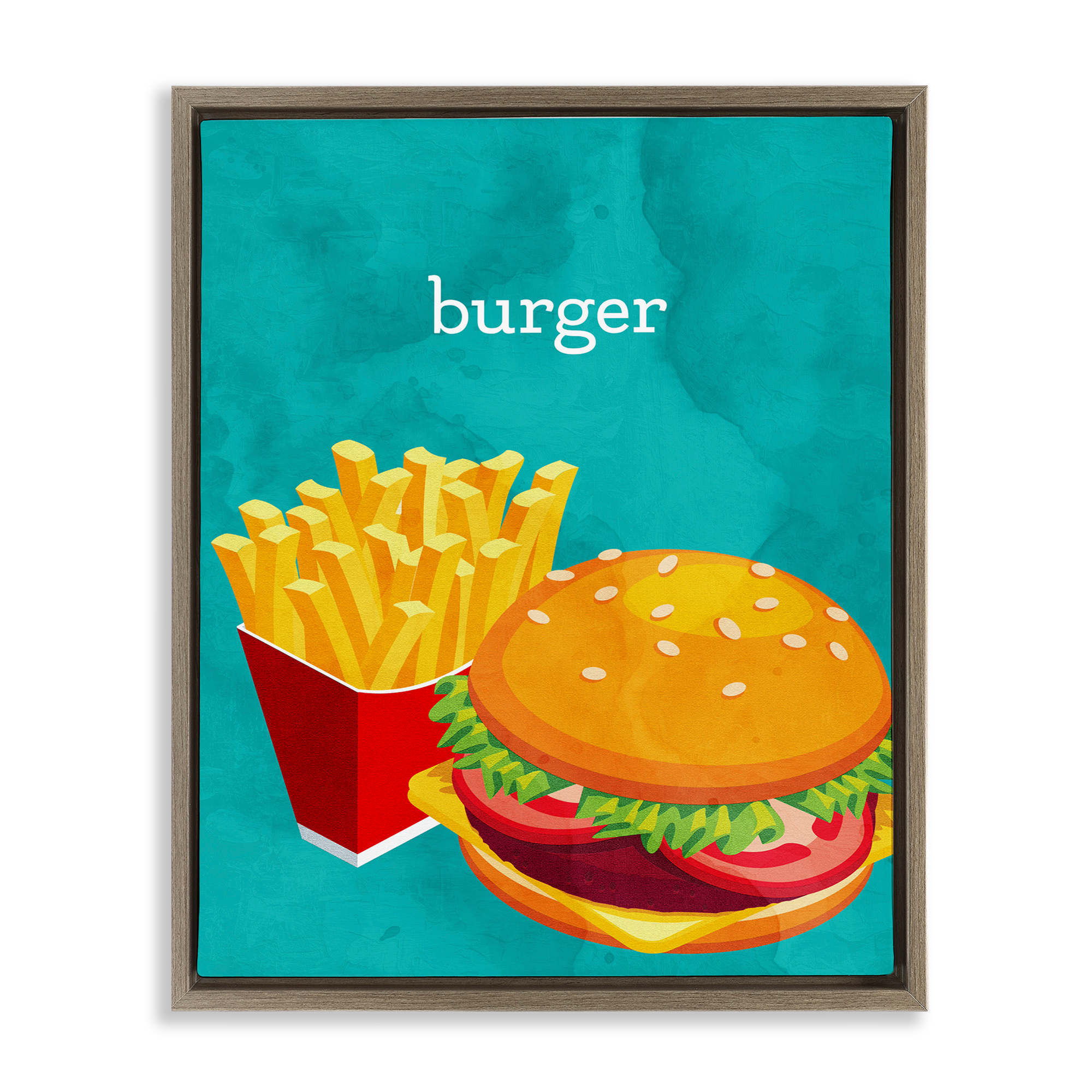 Stupell Industries BS-466-FFE-24X30 Satisfying Burger and Fries Floating Frame design by Kim Allen