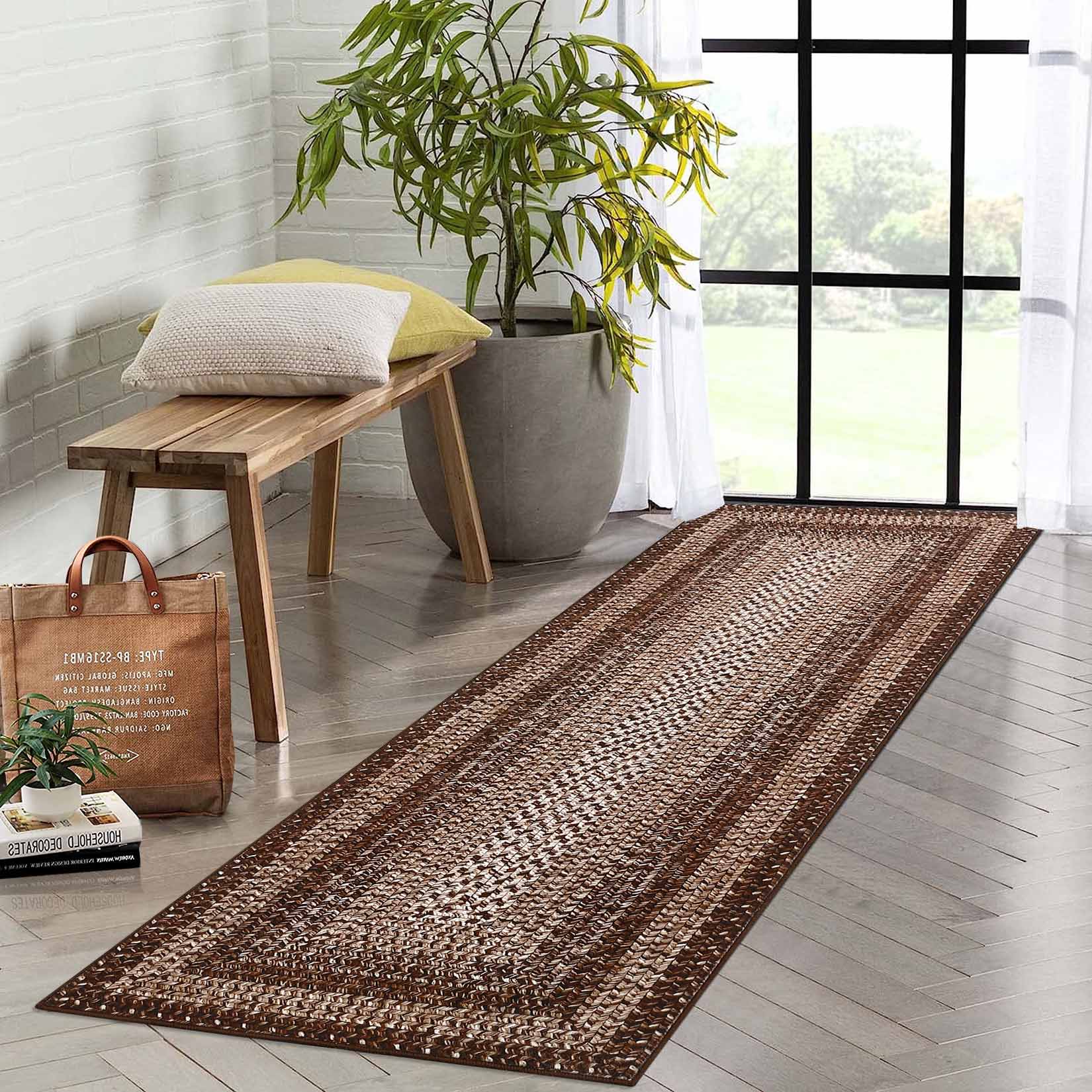 Garvee YXY-LO-PHO-1168P7KR 2 x 8 (ft) Loomed Polyester Brown Rectangular Indoor Ombre Mid-Century Modern Machine washable Runner rug