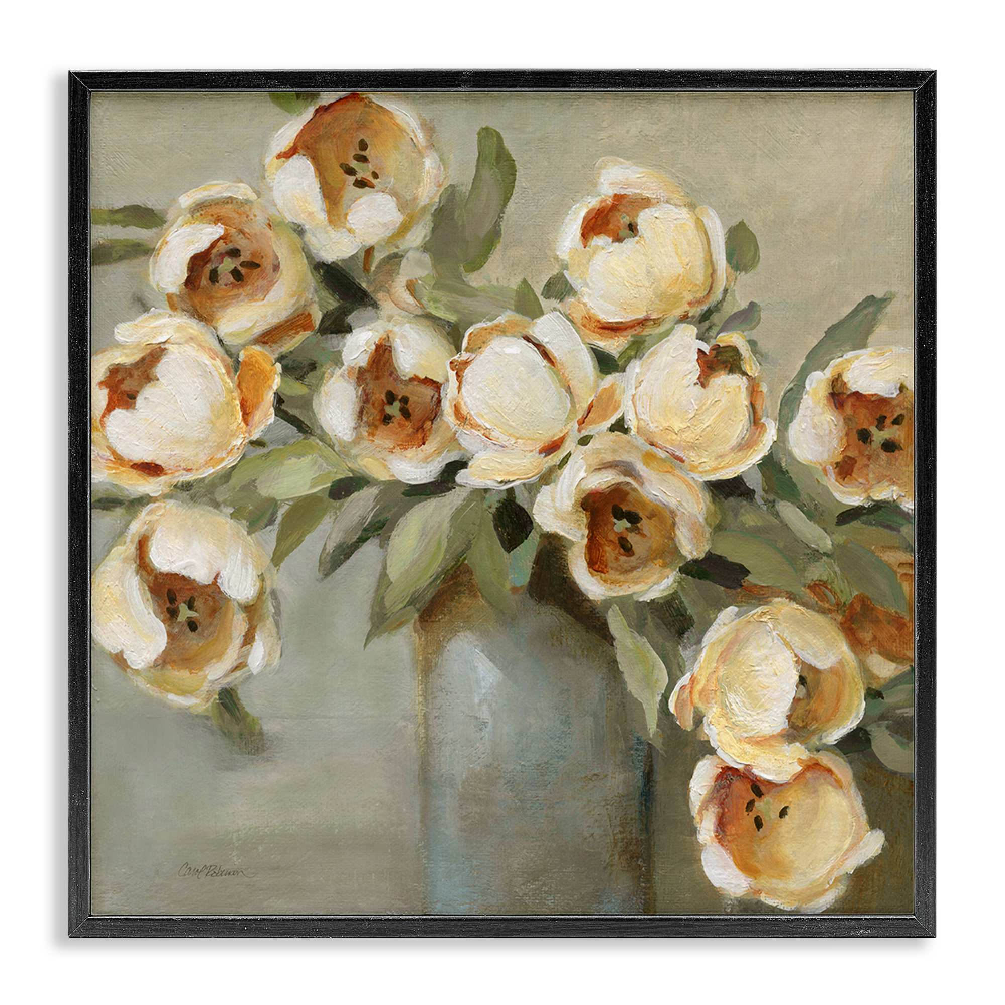 Stupell Industries BS-267-FR-24X24 Curved Flowers in Vase Black Framed Giclee Art By Carol Robinson 24 x 24