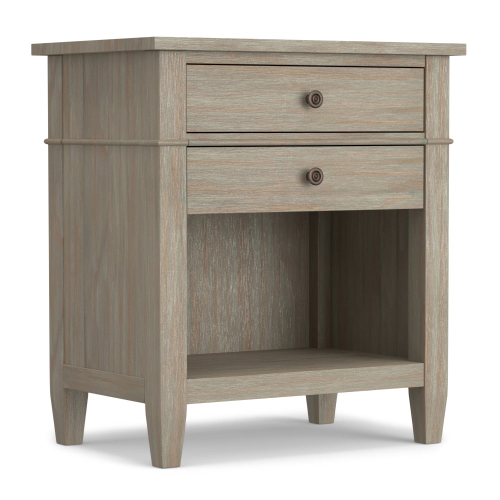Simpli Home 3AXCCRL-11GR Carlton Distressed Grey Pine Nightstand