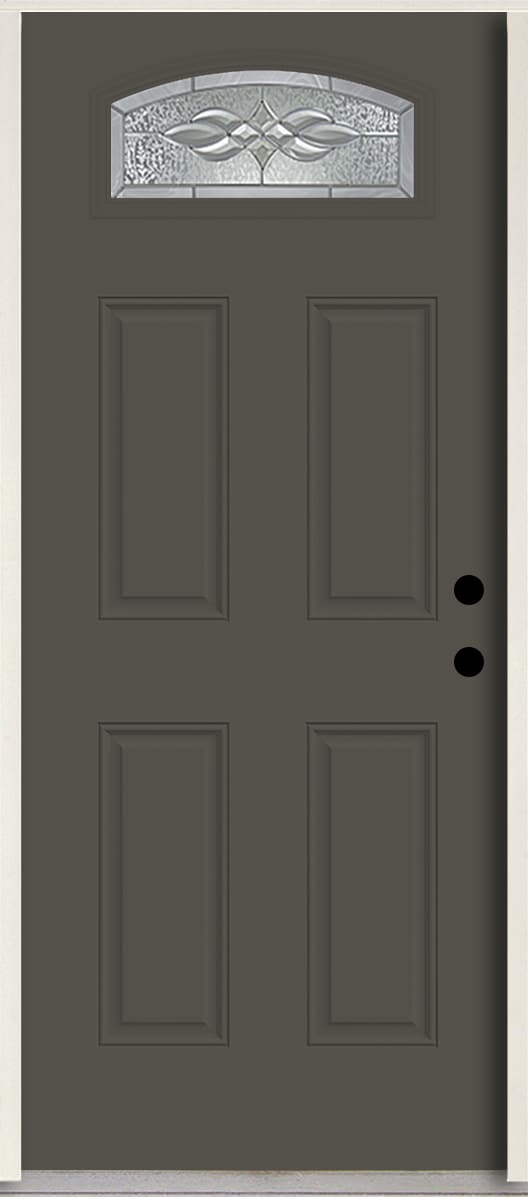RELIABILT LO963820 Hampton 36-in x 80-in x 4-5/8-in Fiberglass 1/4 lite Left-hand inswing Thunder Gray Paint Painted Prehung Front Door Insulating core