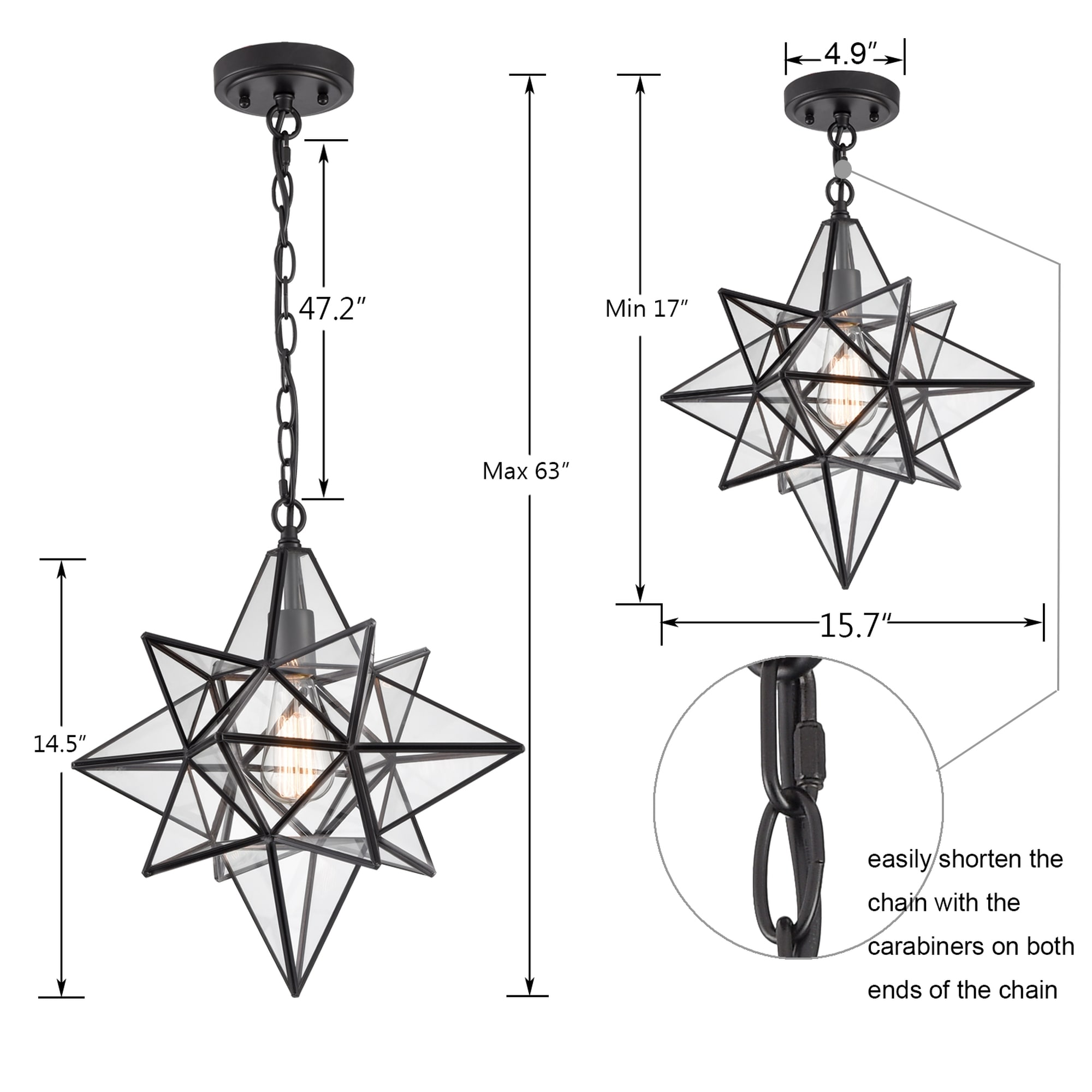 Bubble Glass Moravian Star Light - 13 Dia.