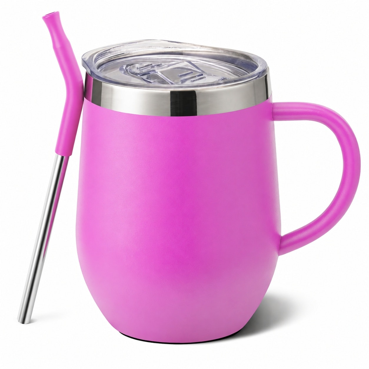 Aoibox  Small Travel Coffee Mug with Handle 12 oz Stainless Steel Insulated Tumbler with Lid and Straw Leak Proof Hot