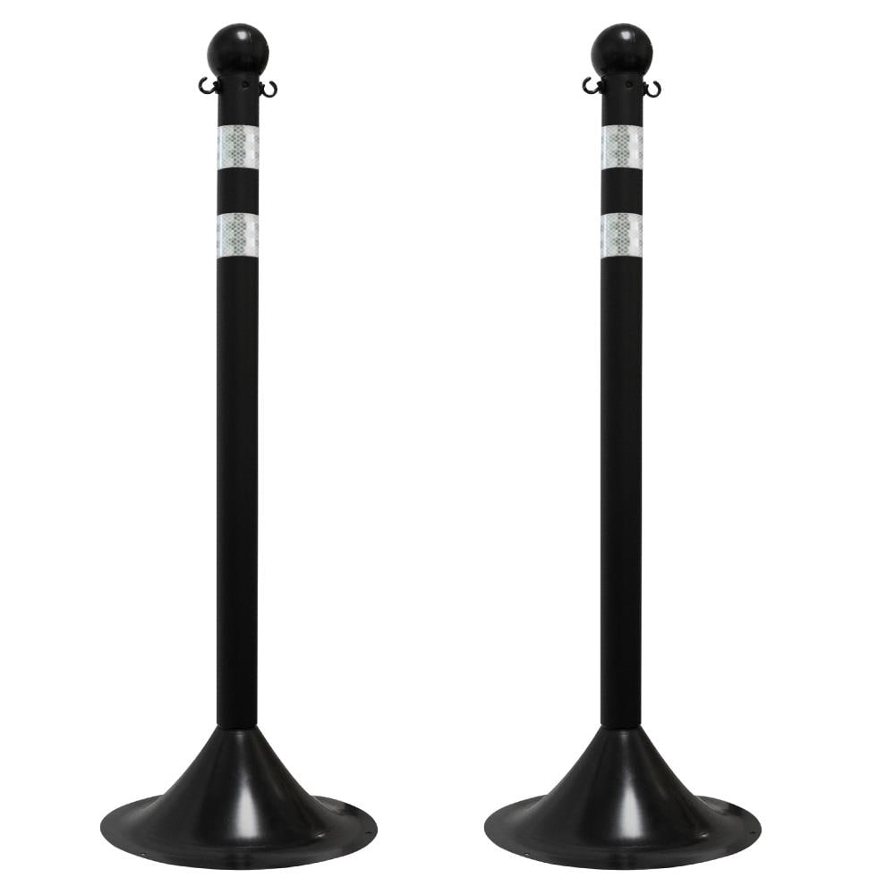 Mr. Chain 91550-2 Black Light Duty Stanchion with Reflective Stripes (2-pack)