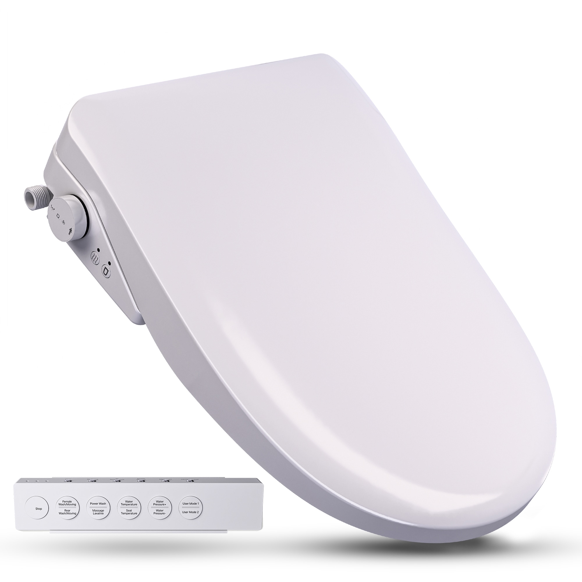 ANZZI Plastic White Slow Close Heated Bidet Function Toilet Seat
