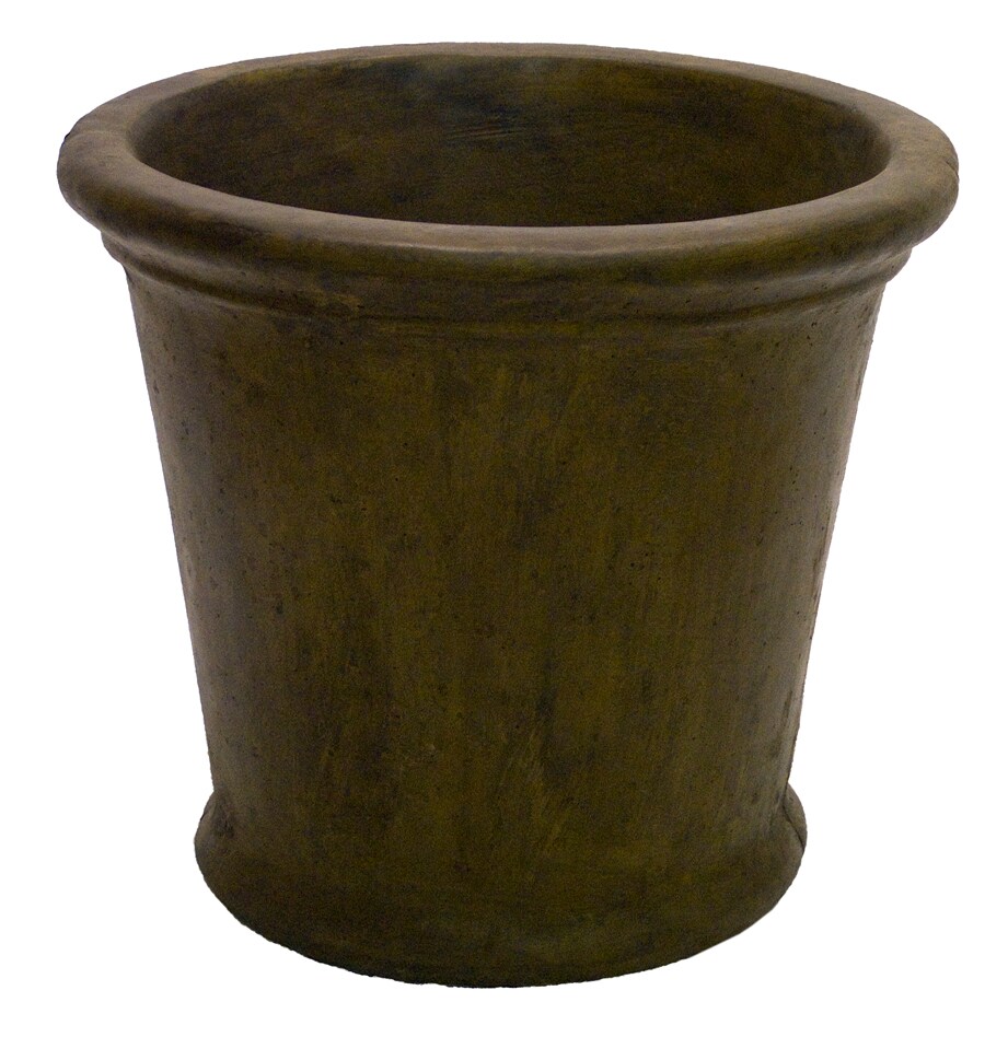  07-108313ES Round 17-in W x 15-in H Brown Concrete Outdoor Planter