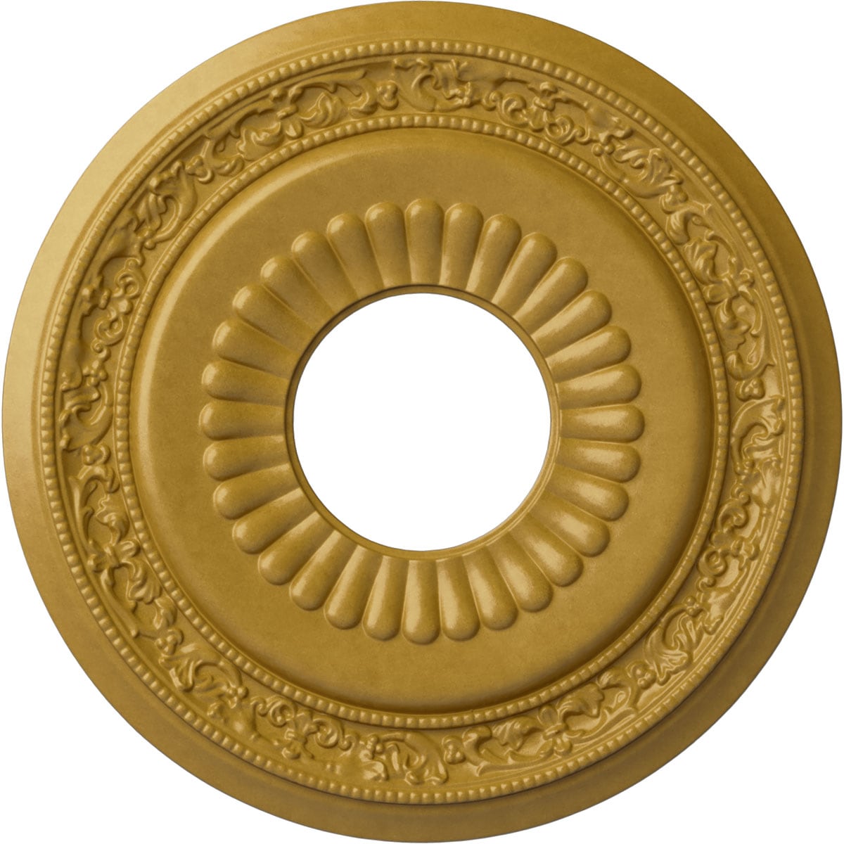 Ekena Millwork CM20LNIGS Lauren 20.625-in W x 20.625-in L Painted Iridescent Gold Polyurethane Whole Ceiling Medallion
