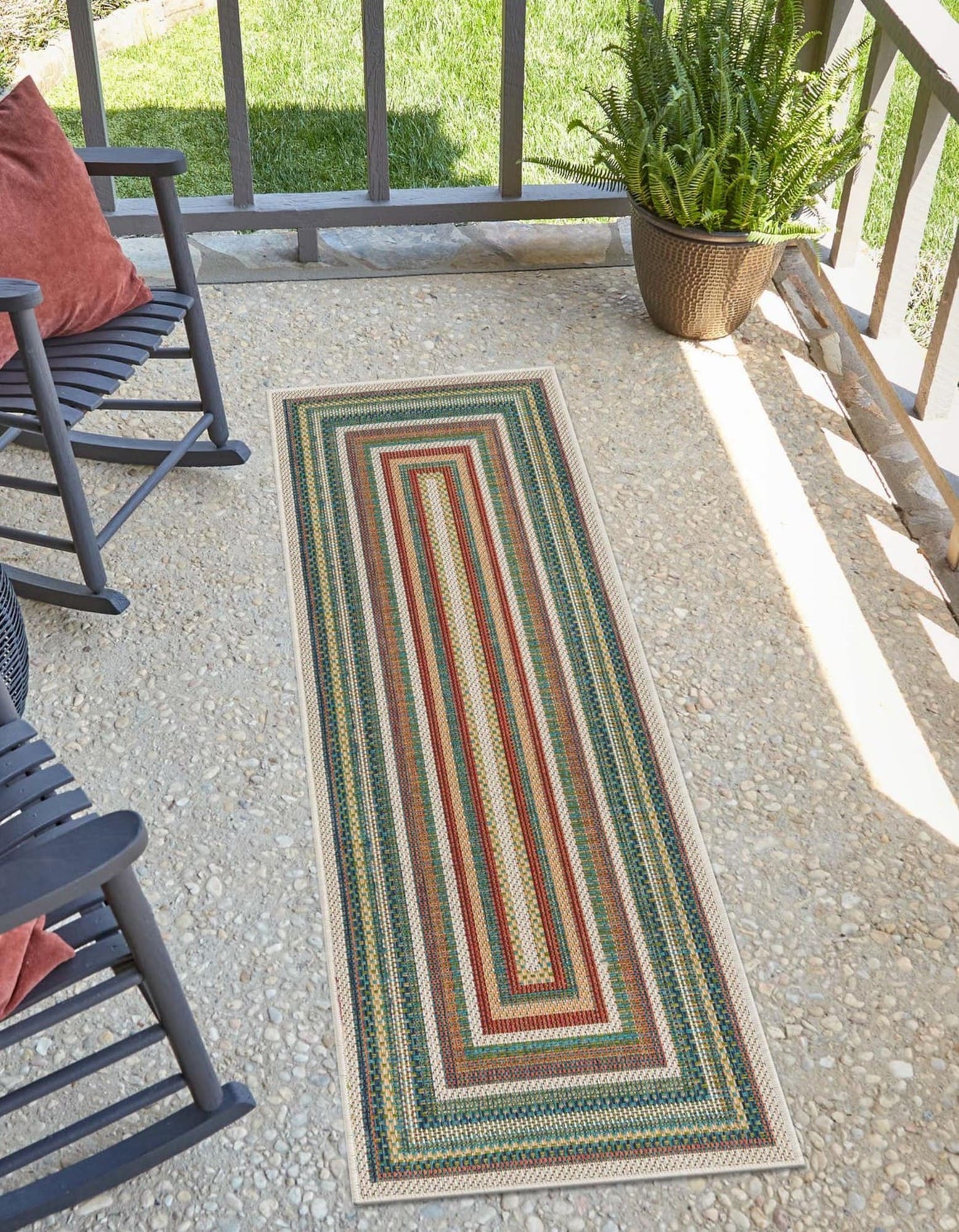 Burgundy Red & White Cotton Door mat Rug Indoor Outdoor - 2x3' Zig