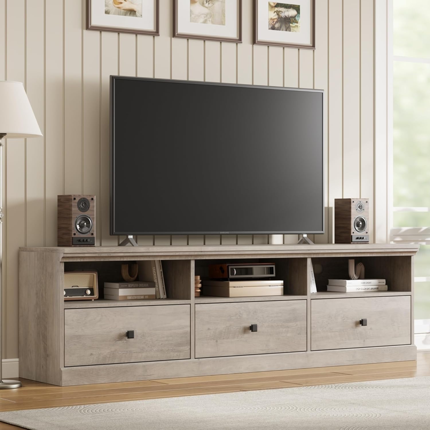IdealHouse - Tv Console for 75 Inch Tv Mid-century Contemporary Media Center with Storage Drawer ...