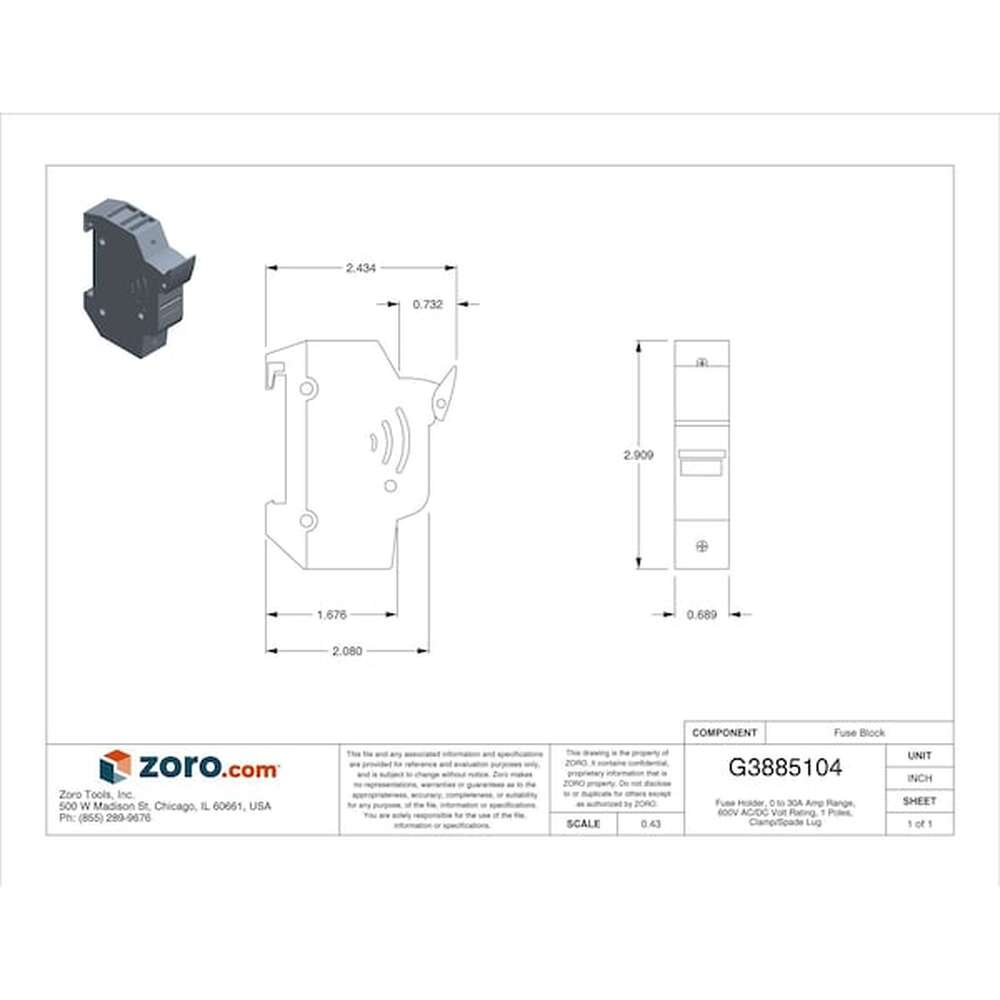 Eaton Bussmann Fuse Holder 0 to 30A Amp Range 600V AC/DC Volt Rating 1 ...