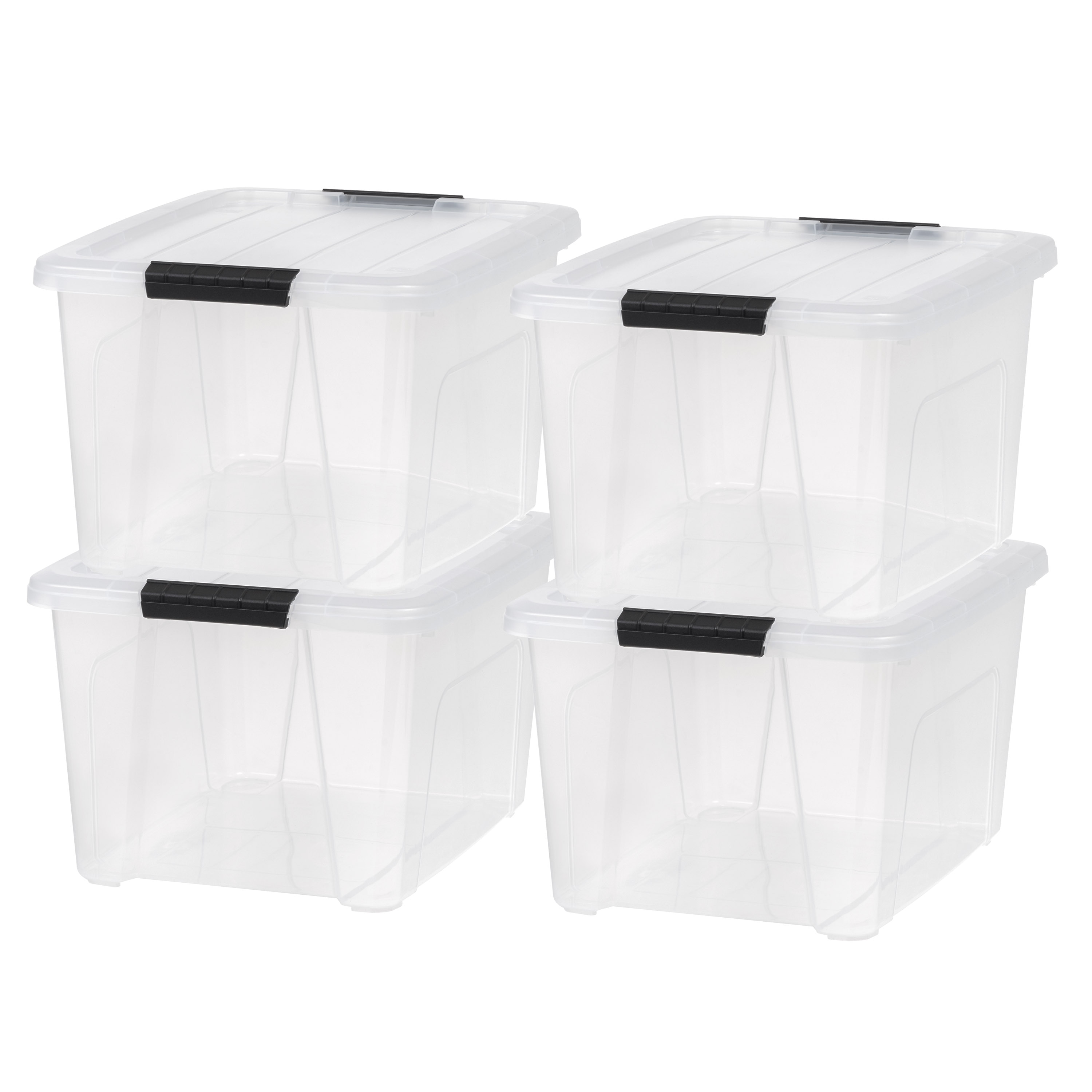 IRIS 500297 4 -Pack Large 8 -Gallons ( 32 -Quarts ) Clear Stackable Tote with Latching Lid