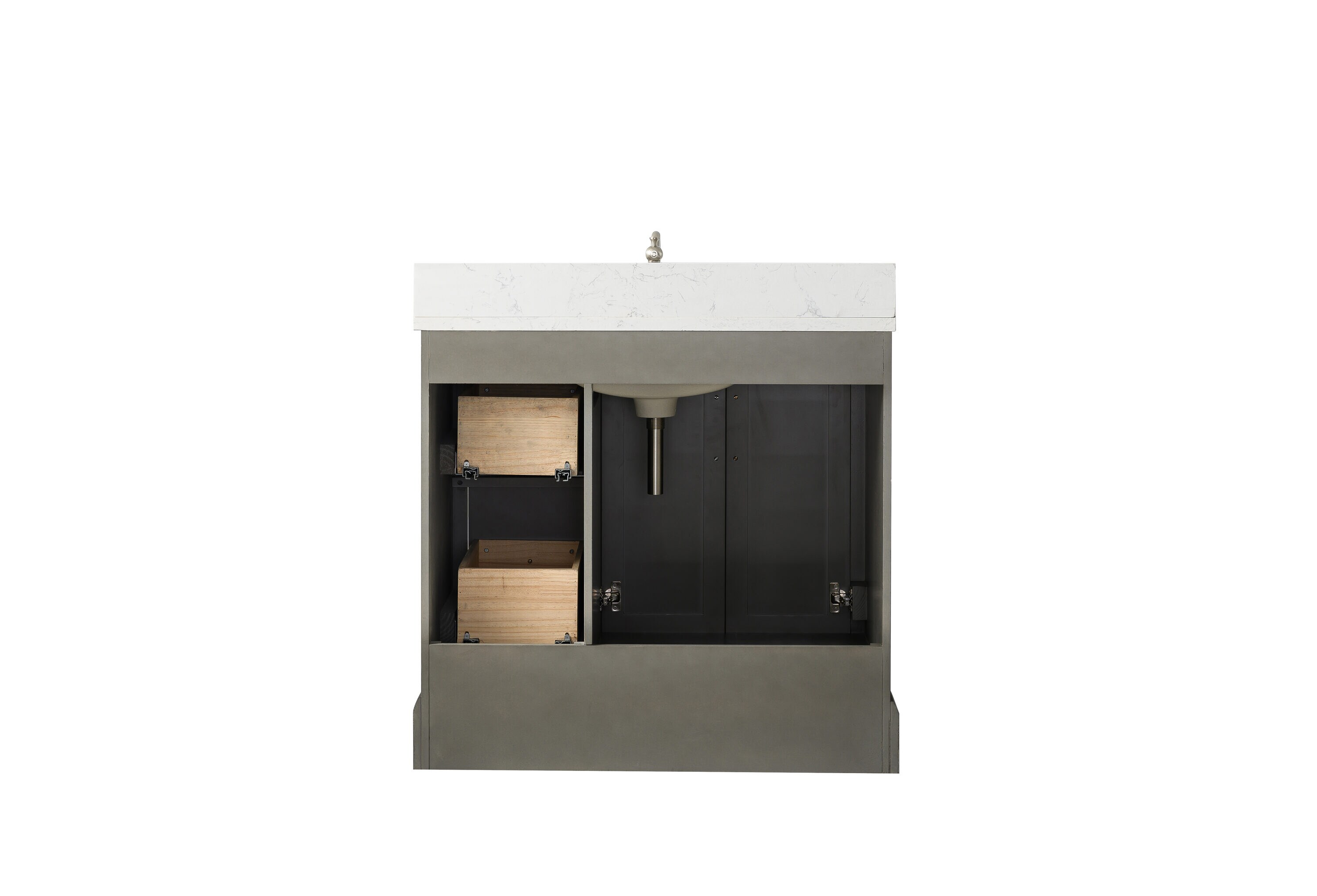 36-Inch Silver Grey Single Sink Bathroom Vanity with Quartz Top
