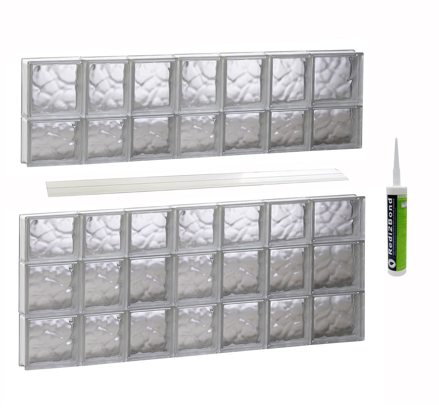 REDI2SET S4636DC Wavy Glass 44-1/4-in x 34-3/4-in Frameless Replacement Glass Block Window