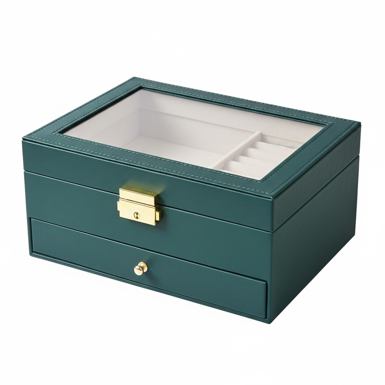 Baginizer  Large PU Leather Jewelry Organizer Box Two Layers for Earrings Bracelets Rings Watches