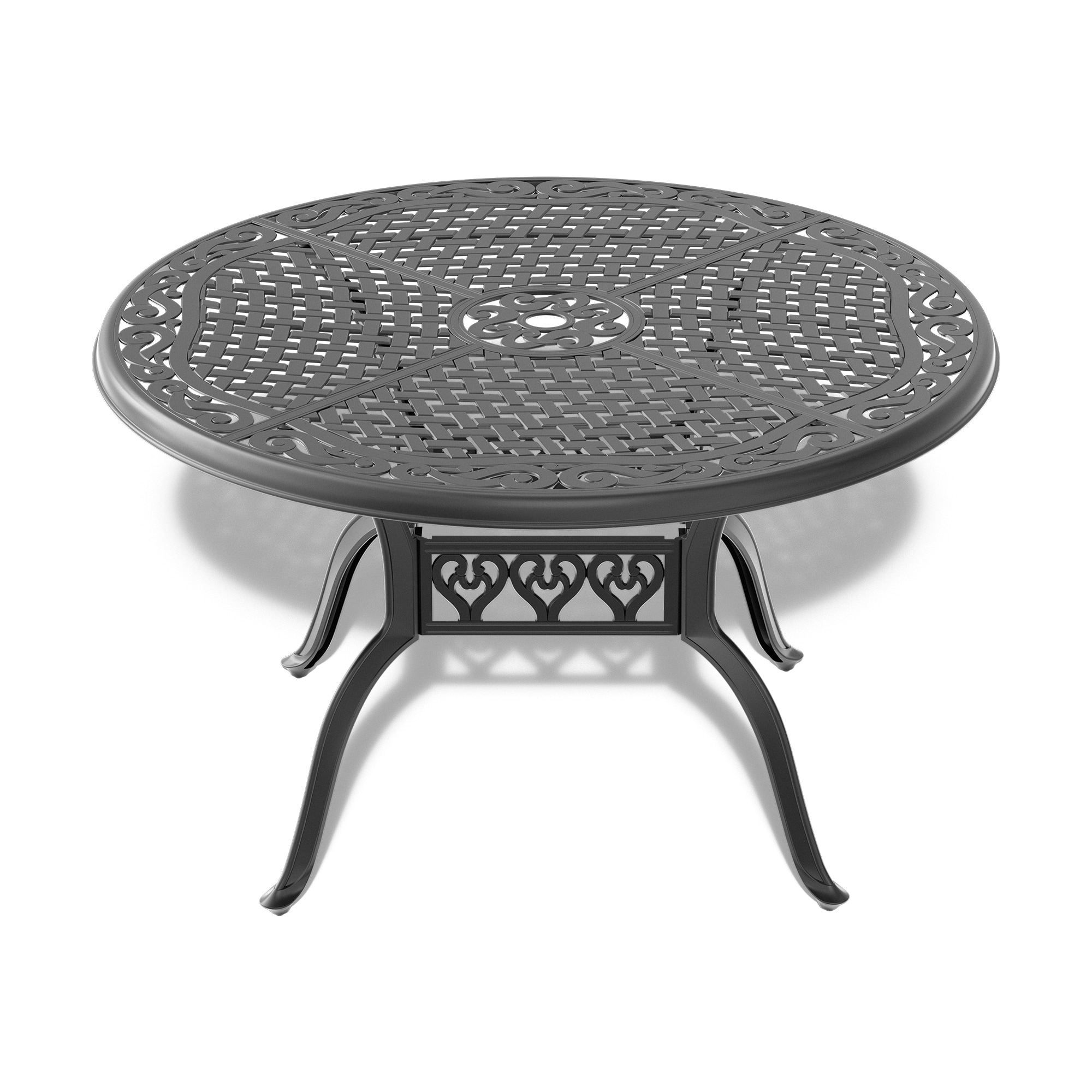 Mondawe MD00301601 Patio Table Round Outdoor Dining Table 48-in W x 48-in L with Umbrella Hole