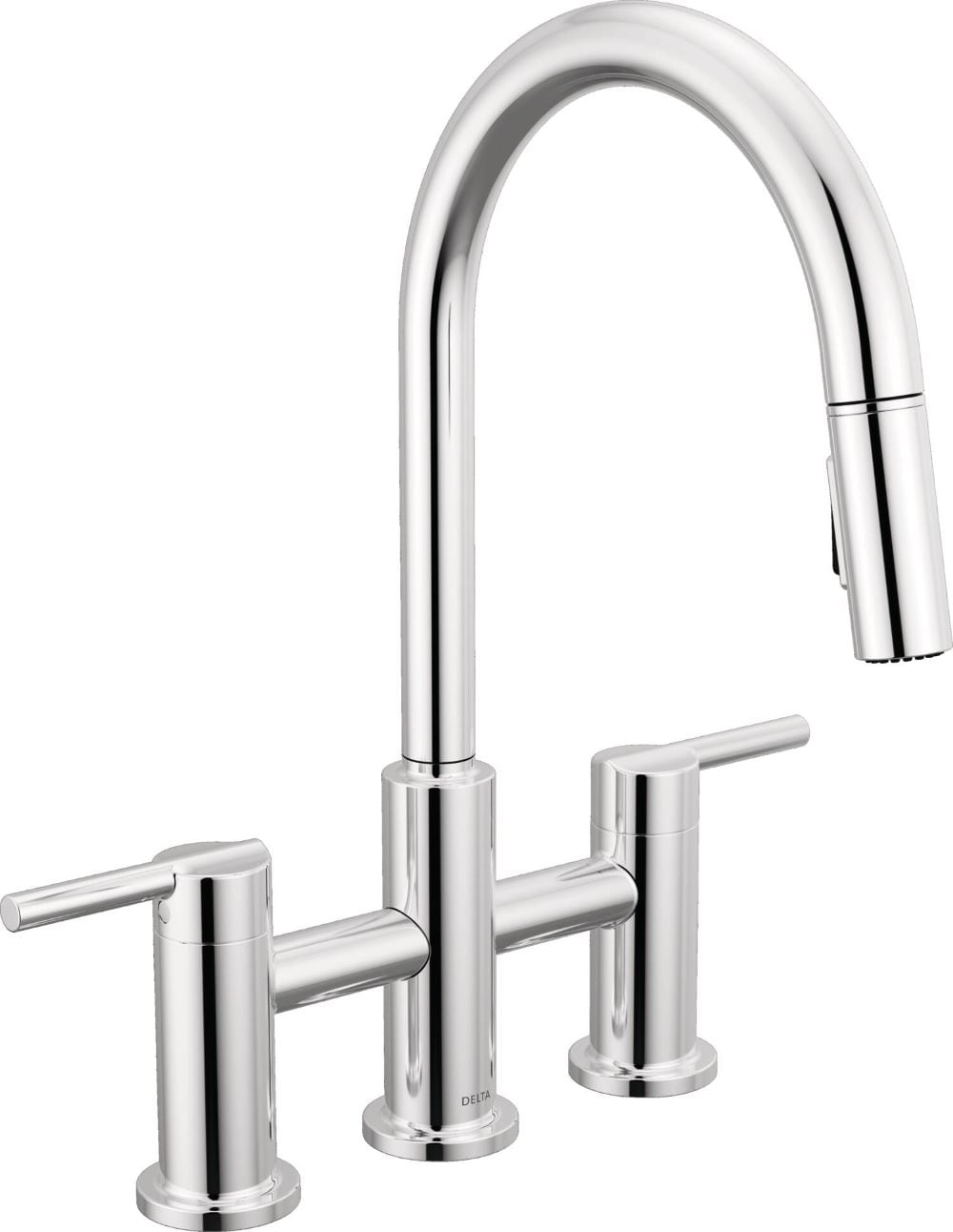 Delta 39876LF Nicoli Chrome Single Handle Deck-mount Bridge Kitchen Faucet with Sprayer