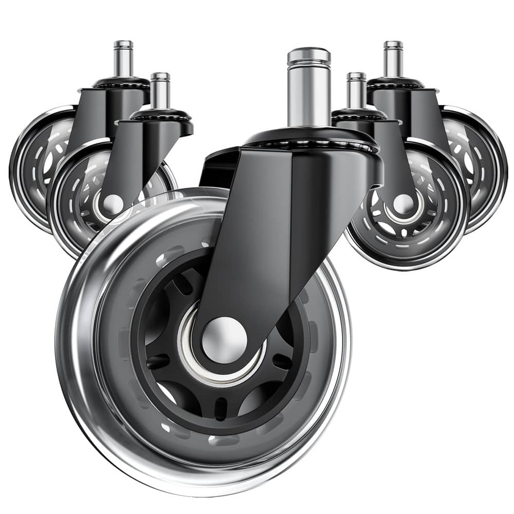 Aoibox  Set of 5 Office Chair Wheels 3 Inch Heavy Duty Universal Stem Casters for Most Chairs Smooth Quiet Rollers for Hard Floors or Carpet