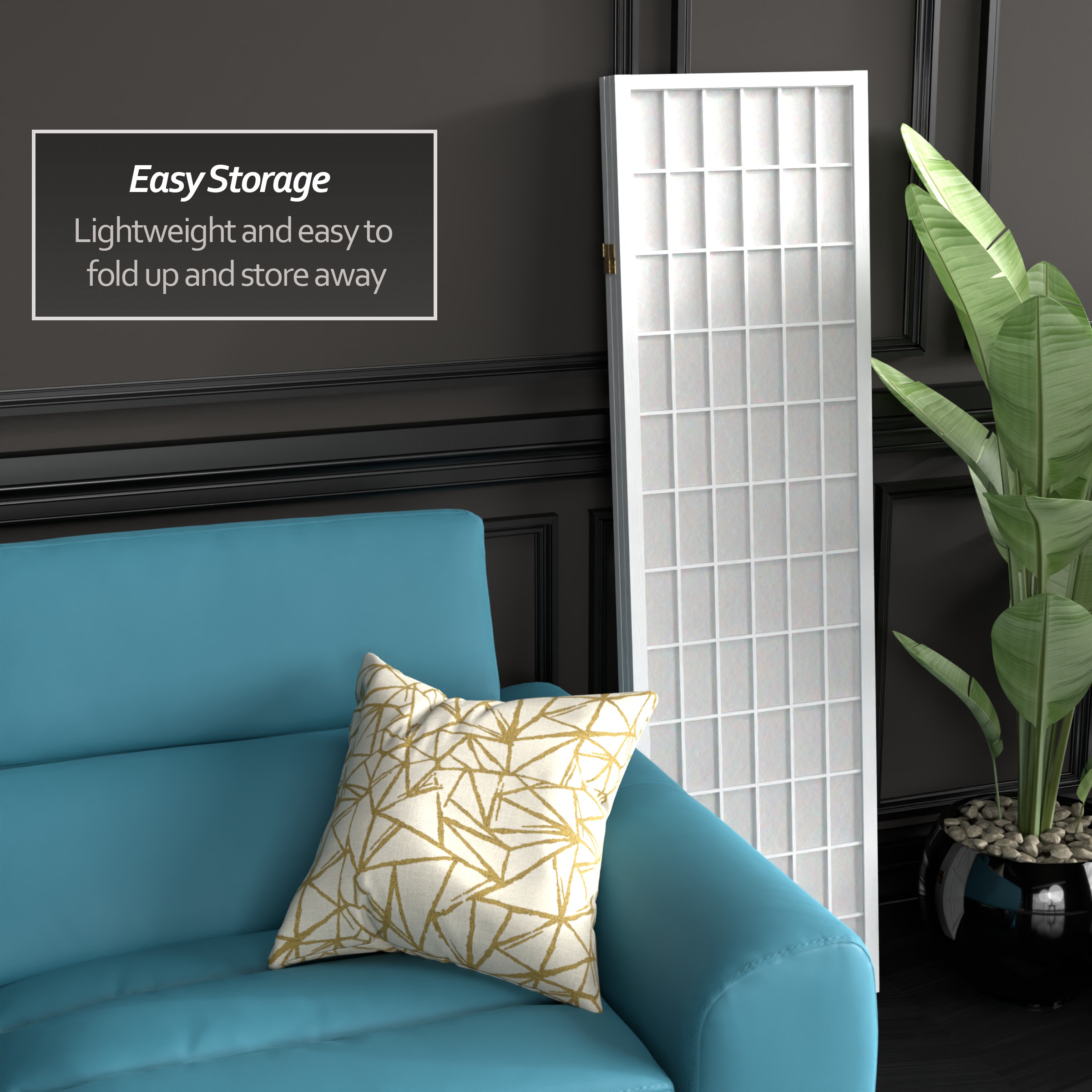 Oriental Furniture WP60-WHT-3P Indoor-Privacy-Screens - View #6