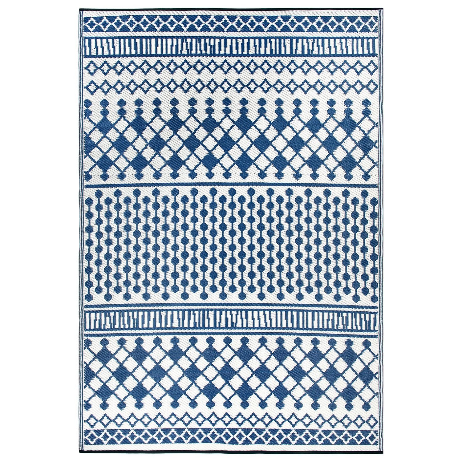 World Rug Gallery 6073BLUE8X10 8 x 10 (ft) Loomed Polypropylene Blue Rectangular Indoor/Outdoor Geometric Area rug