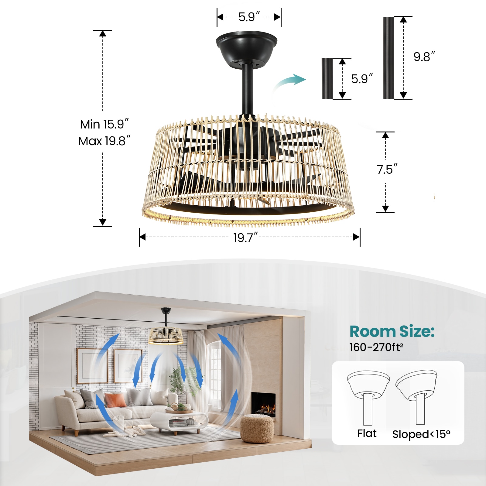 KAISITE 8912CF-04GD-US Ceiling-Fans - View #2